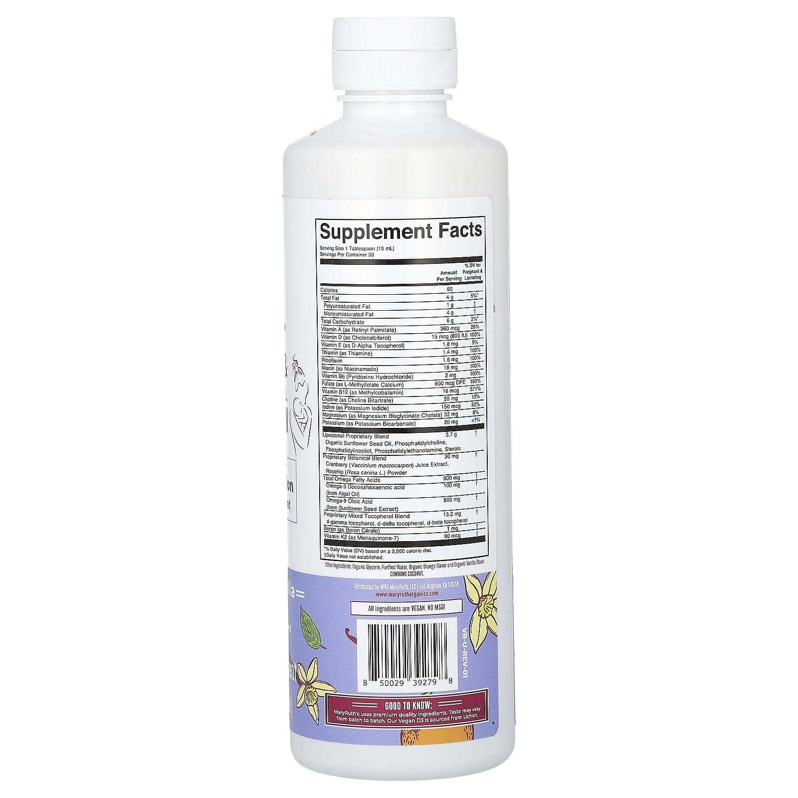 MaryRuth's, Prenatal & Postnatal Multivitamin Liposomal, Orange Vanilla, 15.22 fl oz (450 ml) - Image 2