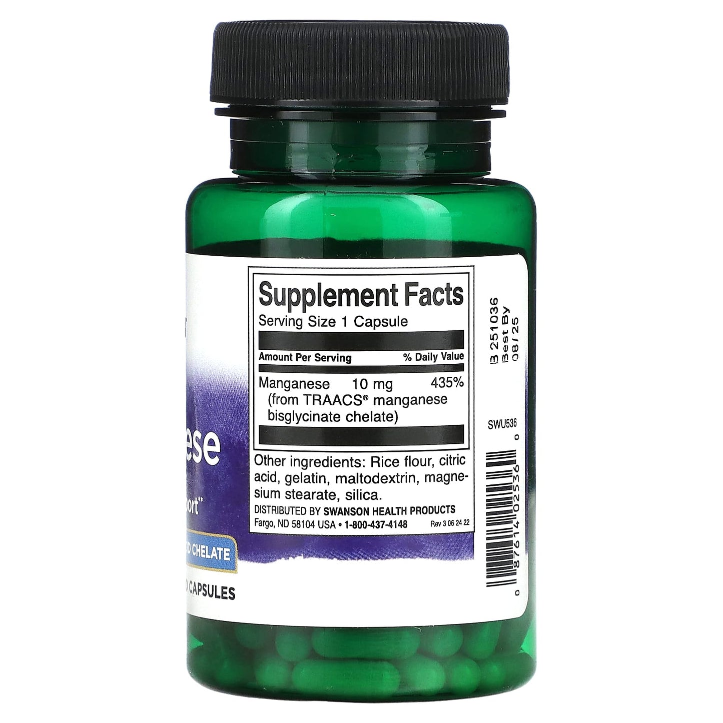 Swanson, Albion Manganese, 10 mg, 180 Capsules - Image 2