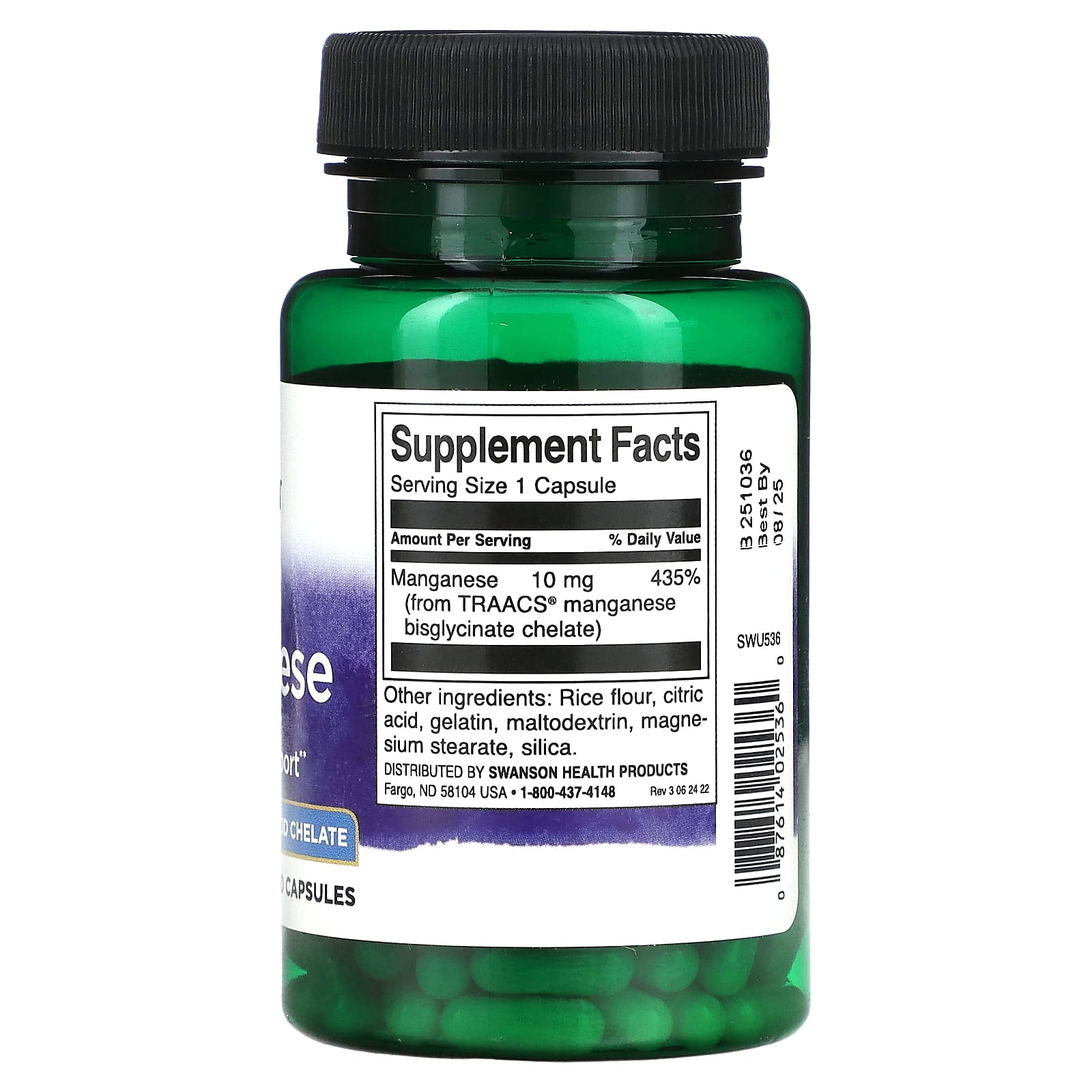 Swanson, Albion Manganese, 10 mg, 180 Capsules - Image 2
