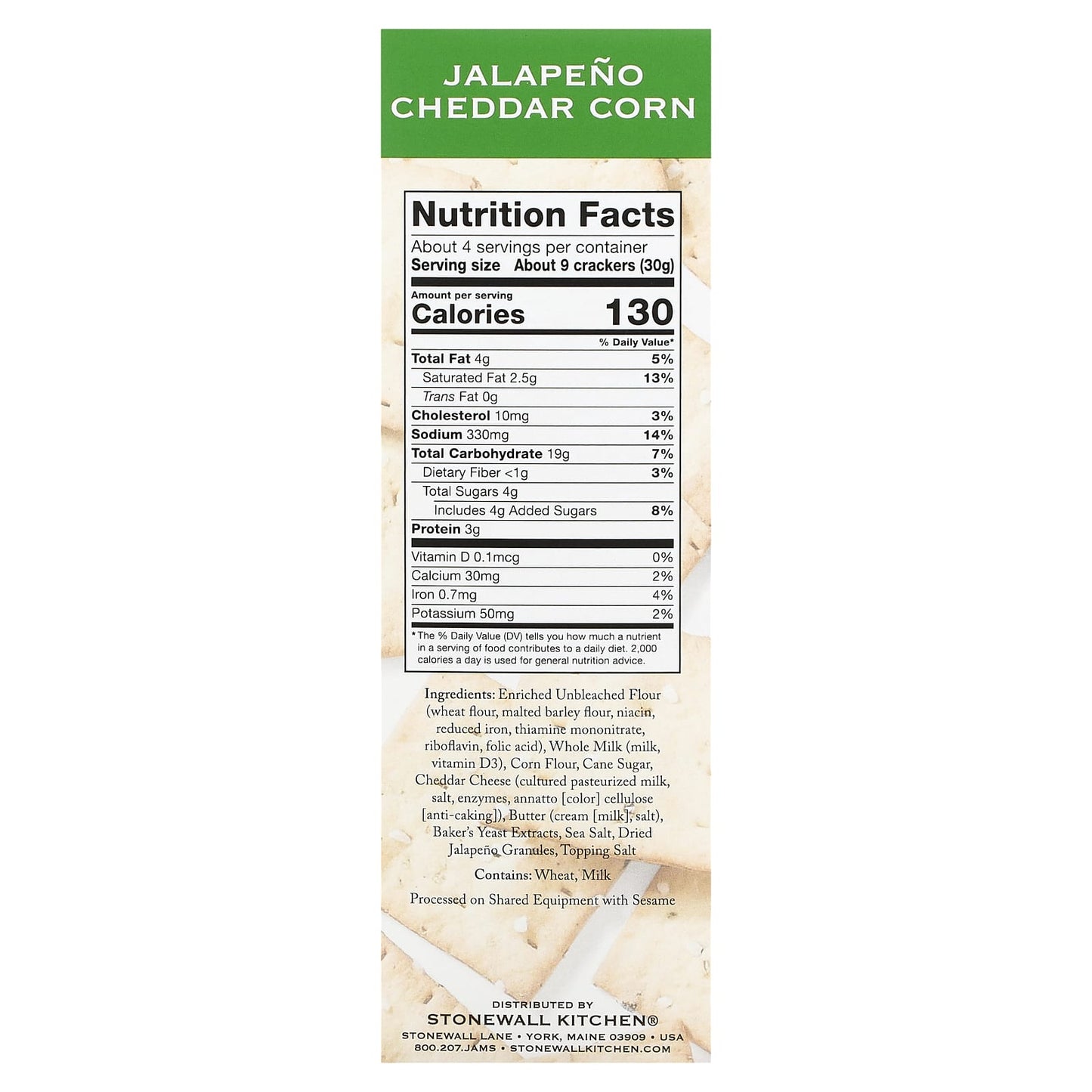 Stonewall Kitchen, Down East Crackers, Jalapeño Cheddar Corn, 4.4 oz (125 g) - Image 2