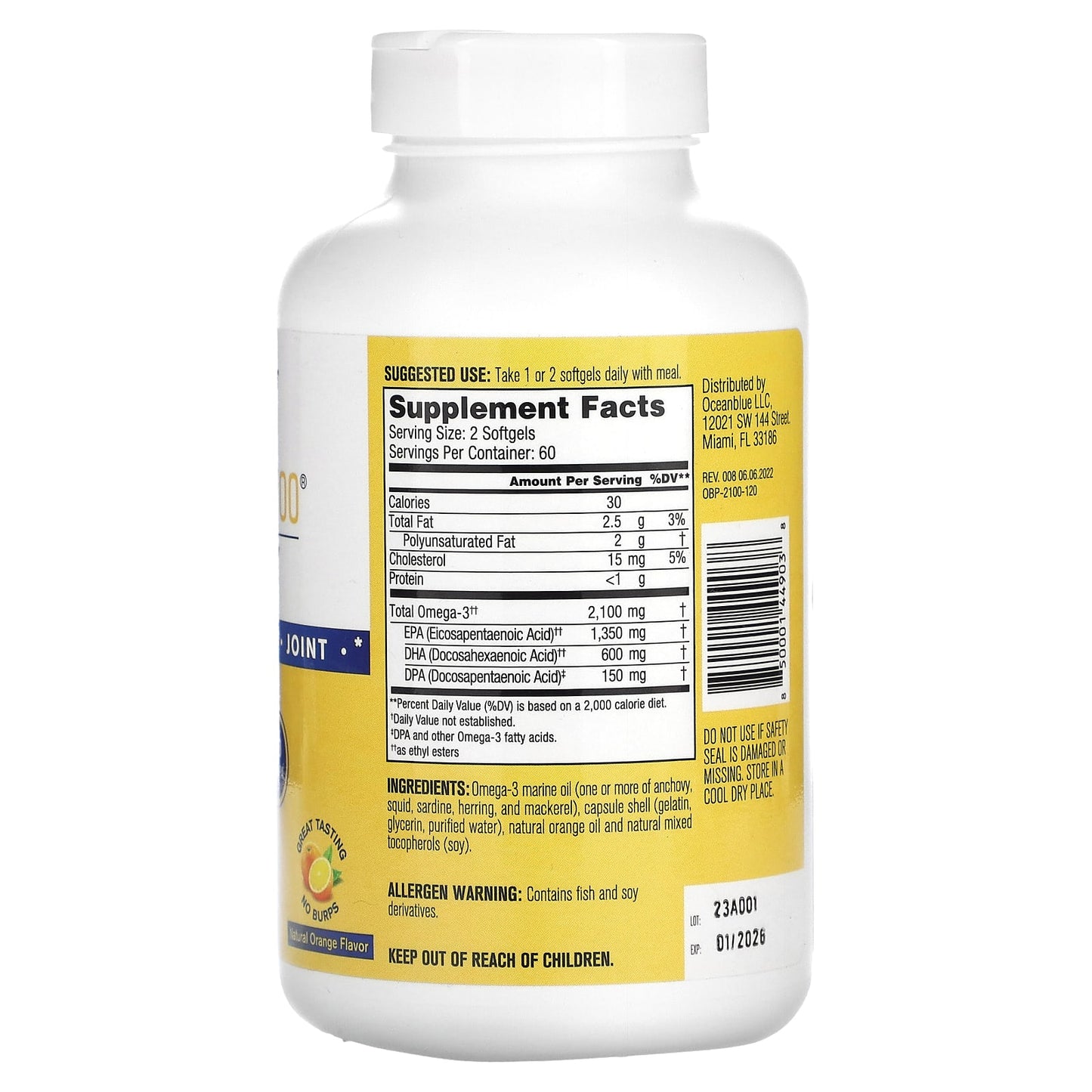 OceanBlue, Professional, Omega-3 2100, High Potency, Natural Orange, 2,100 mg, 120 Softgels (1,500 mg per Softgel)