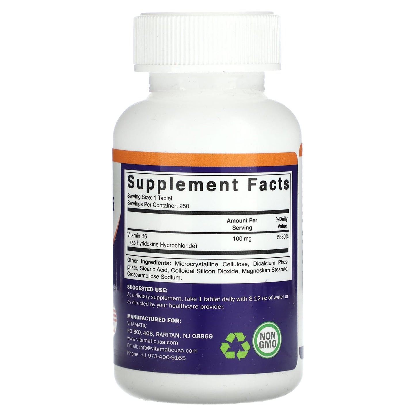 Vitamatic, Vitamin B6 , 100 mg , 250 Tablets - Image 2