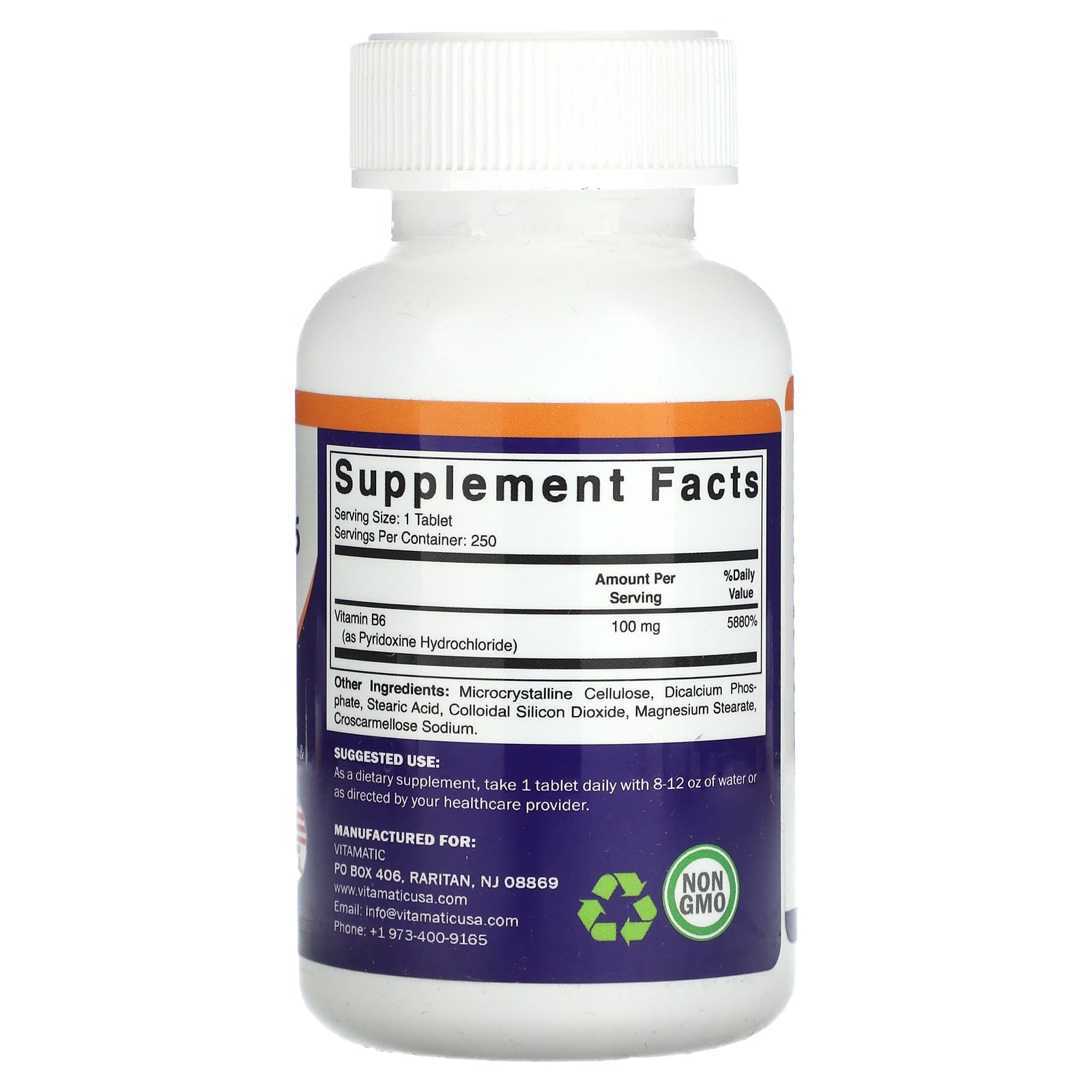 Vitamatic, Vitamin B6 , 100 mg , 250 Tablets - Image 2