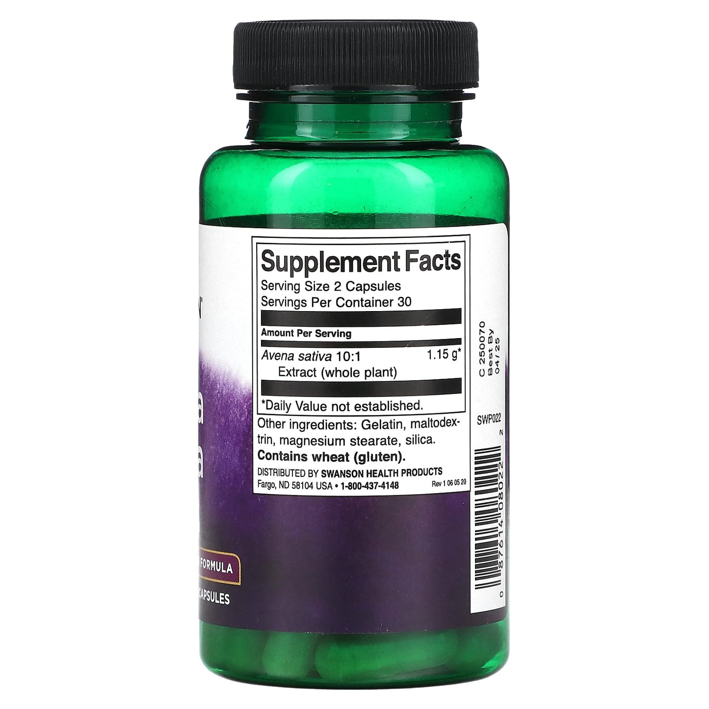 Swanson, Avena Sativa, 575 mg, 60 Capsules - Image 2
