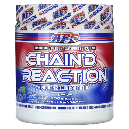 APS Chain'd Reaction - Blue Raspberry, 10.58 oz (300 g) - BCAA Supplements for Lean Muscle Mass - Image 1