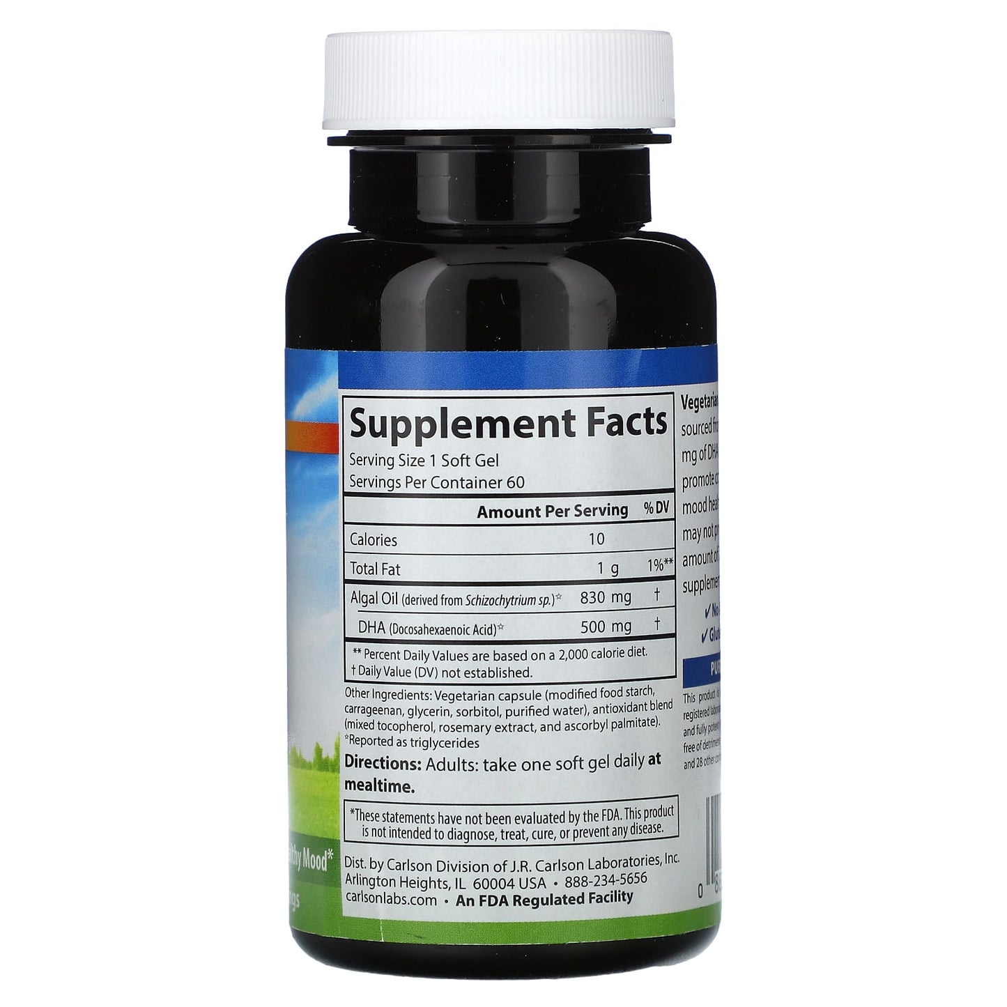 Carlson Vegetarian DHA Supplements for Brain & Vision Health - 500mg - Image 2