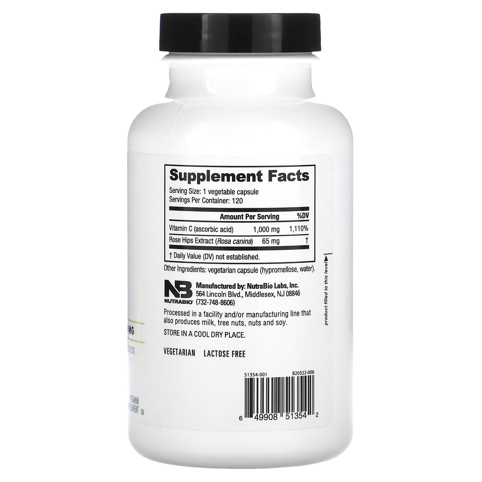 NutraBio, Vitamin C , 1,000 mg , 120 Capsules - Image 2