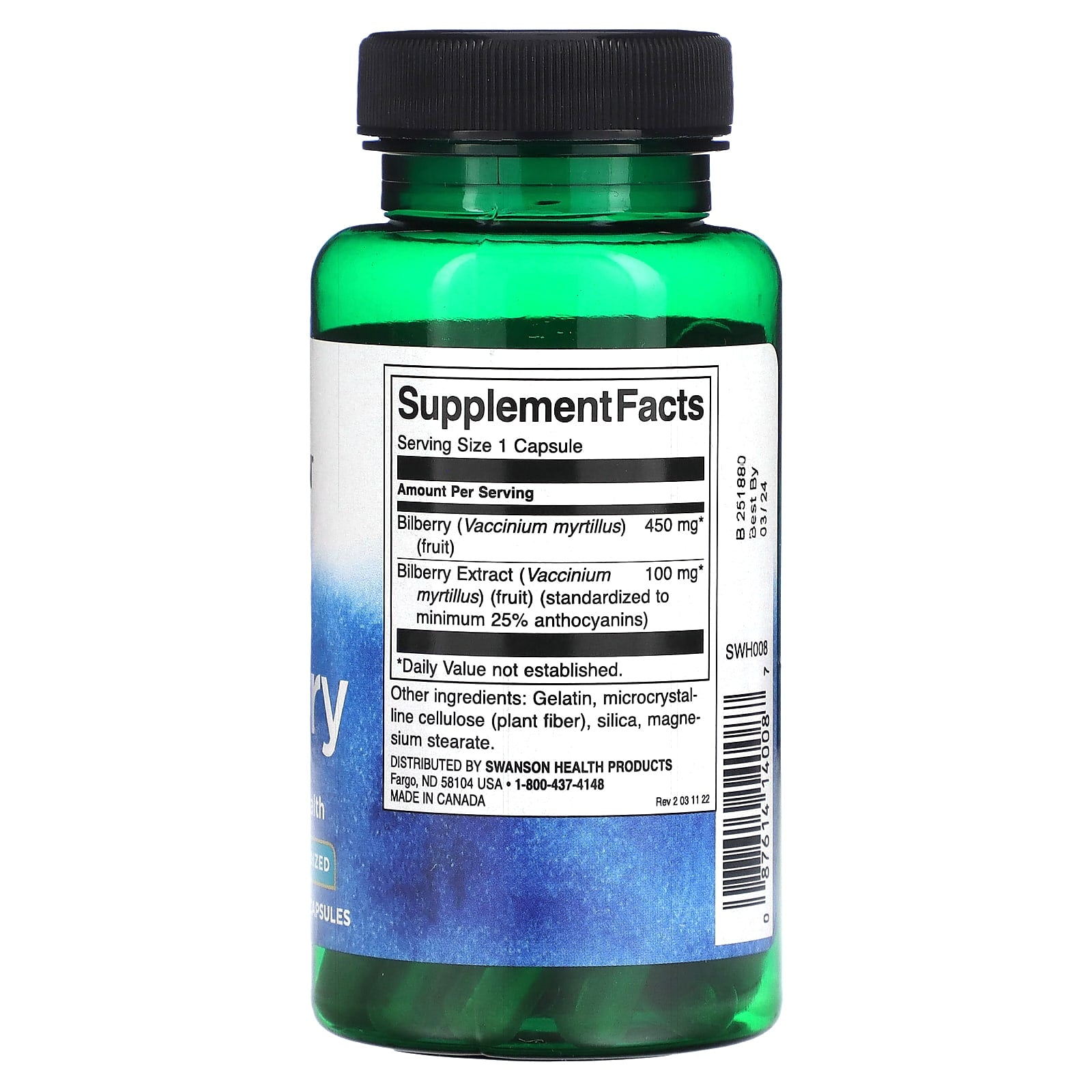 Swanson, Bilberry, Extra Strength, 60 Capsules - Image 2