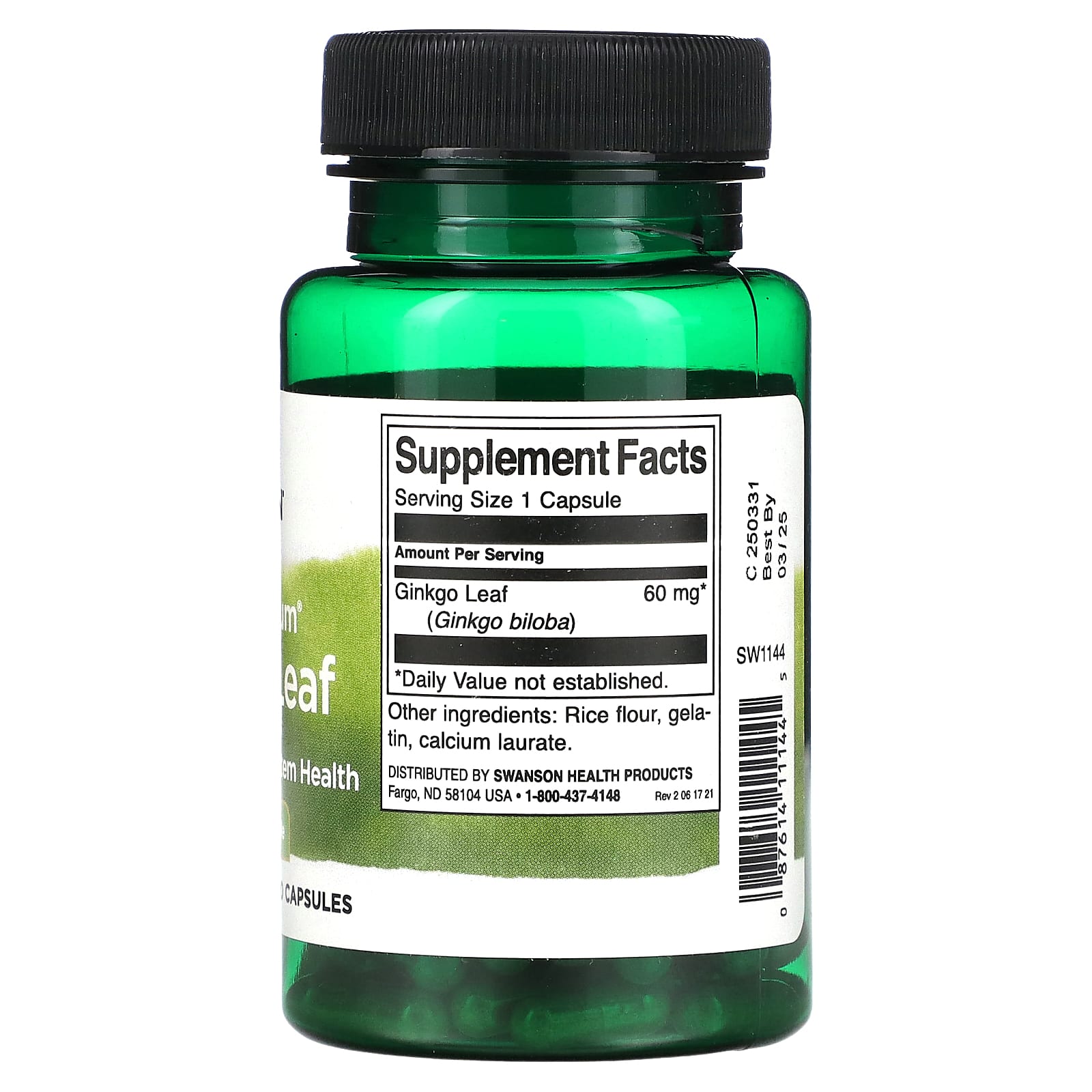 Swanson, Full Spectrum Ginkgo Leaf, 60 mg, 120 Capsules - Image 2