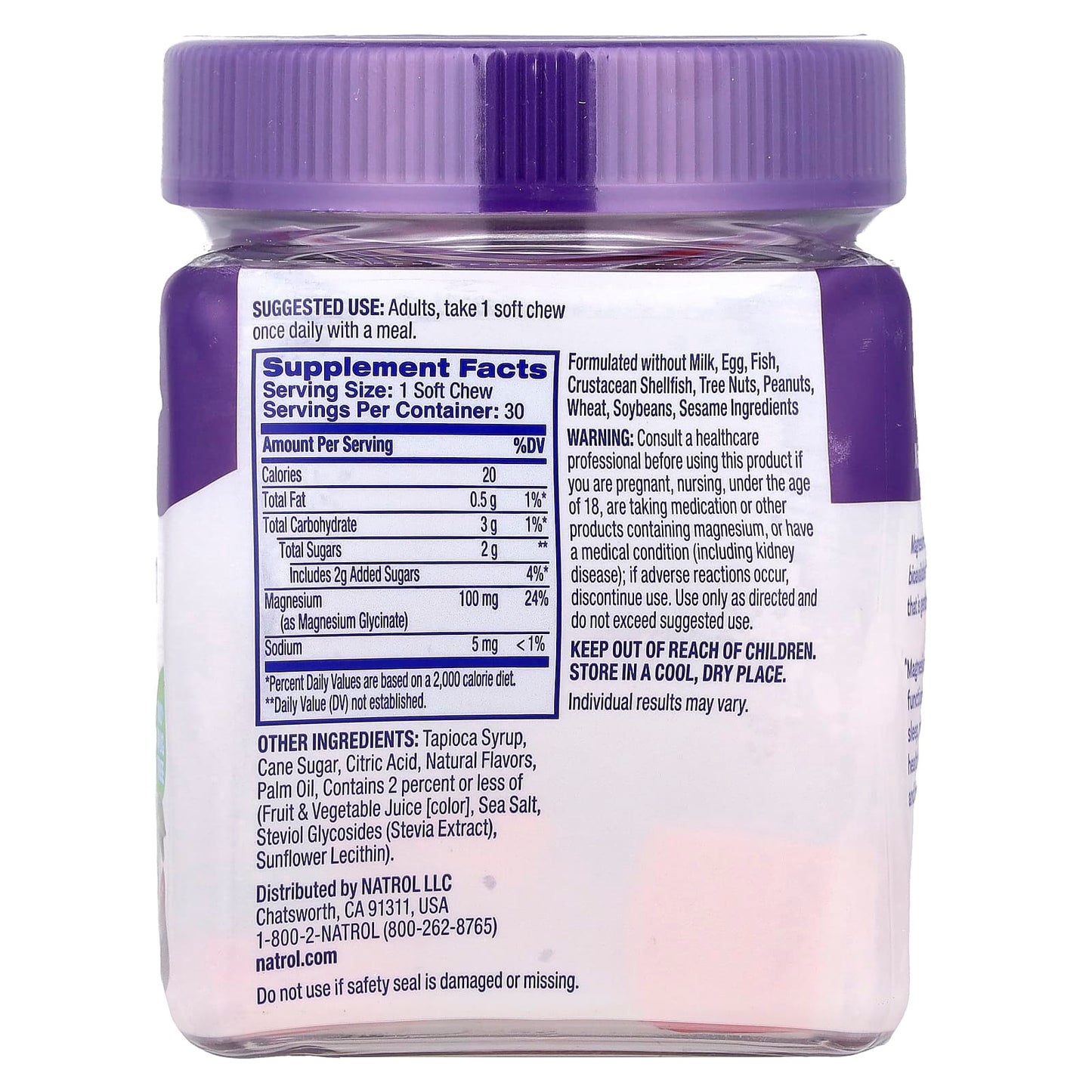 Natrol, Magnesium Glycinate, High Absorption, Cherry Lemon, 100 mg, 30 Soft Chews - Image 2