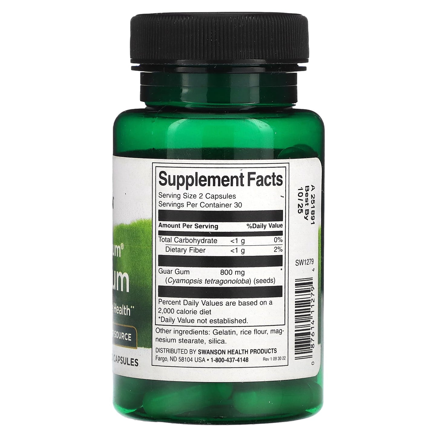 Swanson, Full Spectrum Guar Gum, 400 mg, 60 Capsules - Image 2