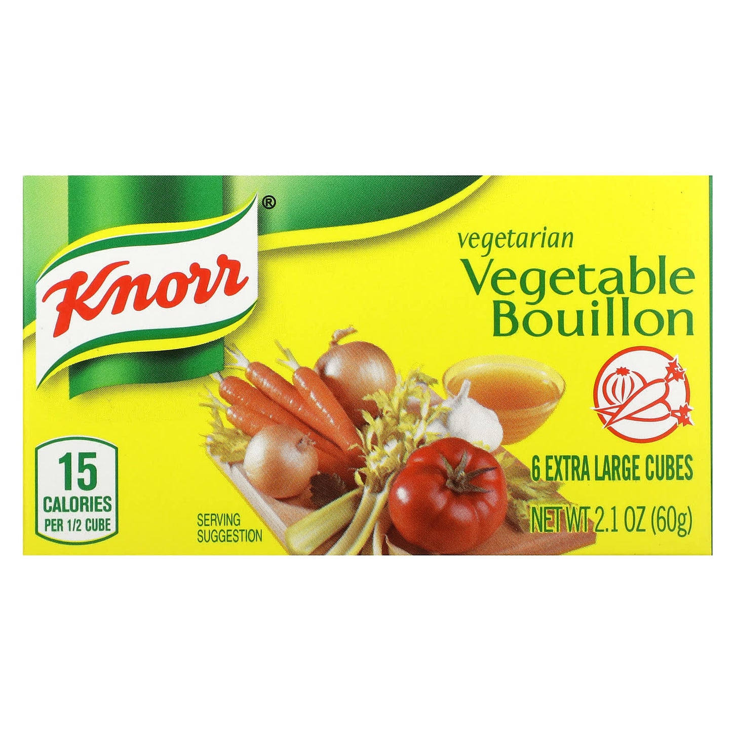 Knorr, Vegetarian Vegetable Bouillon, 6 Extra Large Cubes, 2.1 oz (60 g) - Image 1