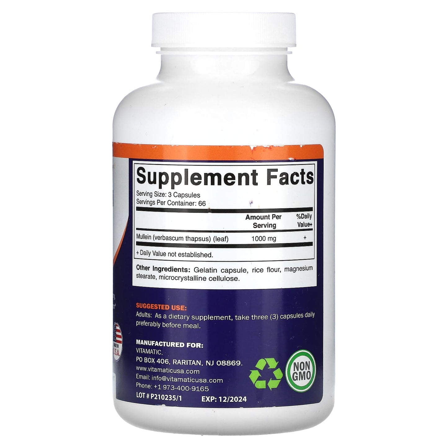 Vitamatic, Mullein Leaf, 200 Capsules (333 mg per Capsule) - Image 2