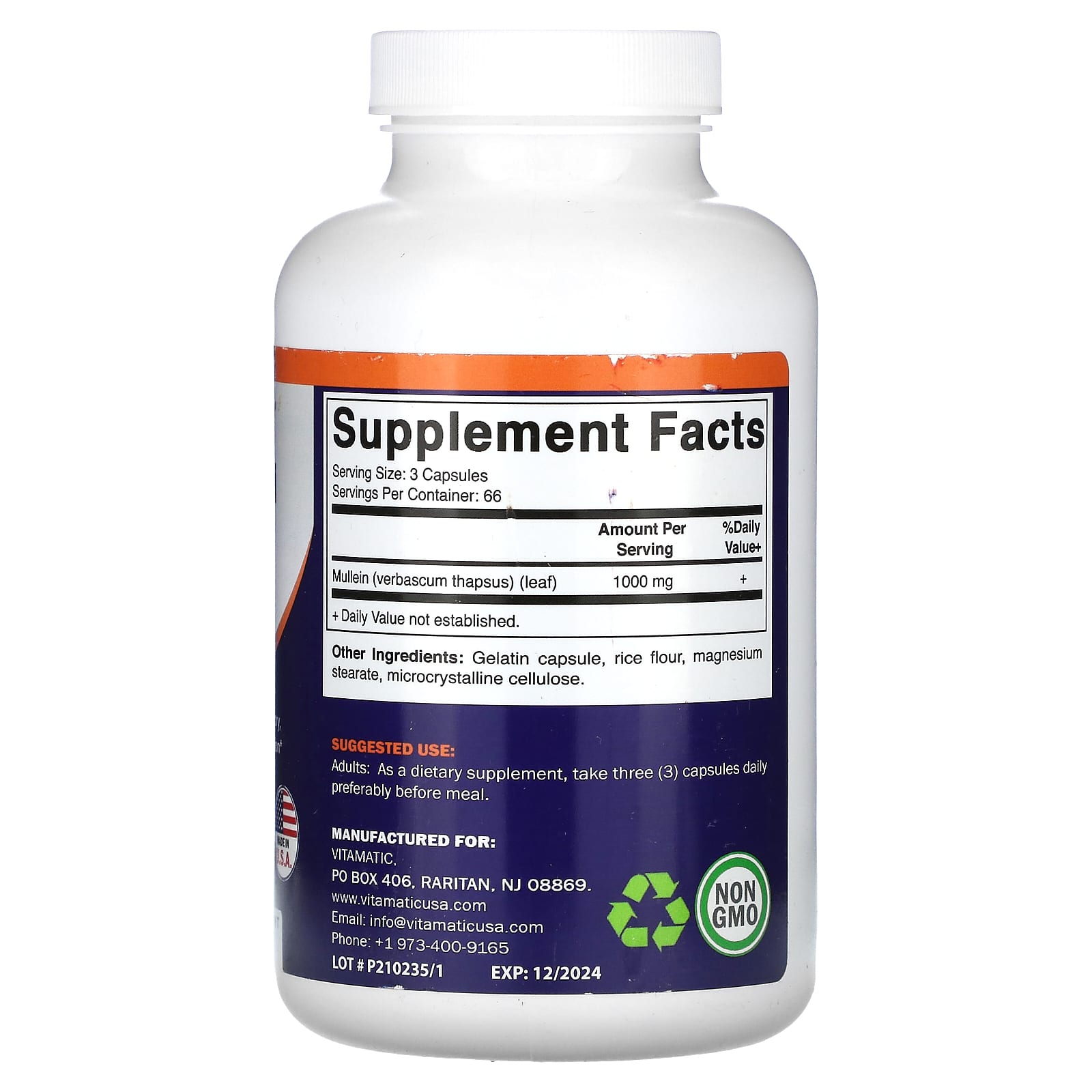 Vitamatic, Mullein Leaf, 200 Capsules (333 mg per Capsule) - Image 2