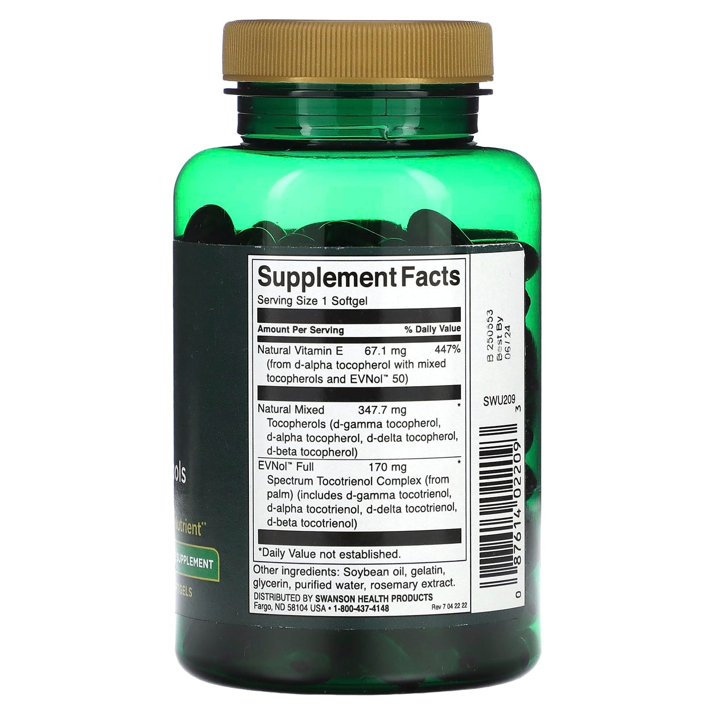 Swanson, Full Spectrum Vitamin E With Tocotrienols, 120 Softgels - Image 2