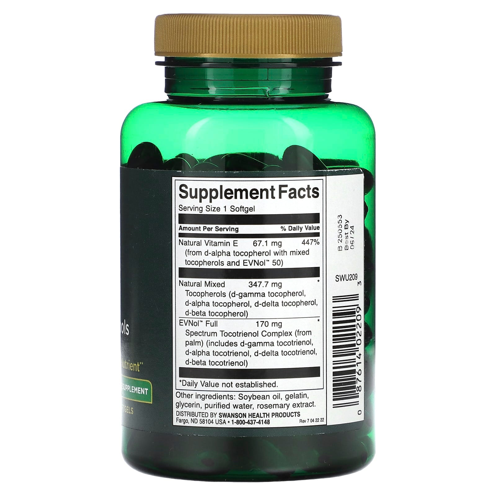 Swanson, Full Spectrum Vitamin E With Tocotrienols, 120 Softgels - Image 2