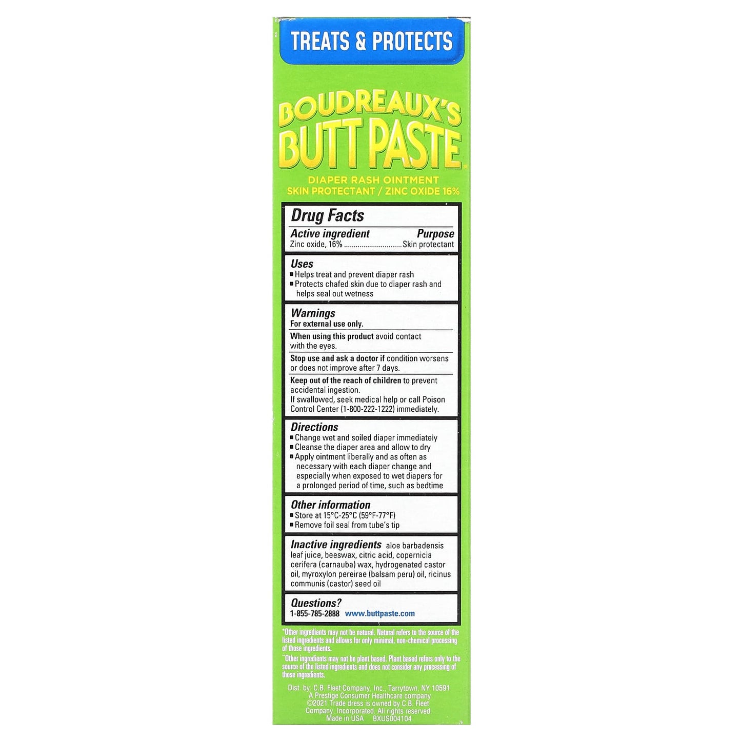 Natural Diaper Rash Relief with Boudreaux's Butt Paste, 4 oz - Image 2