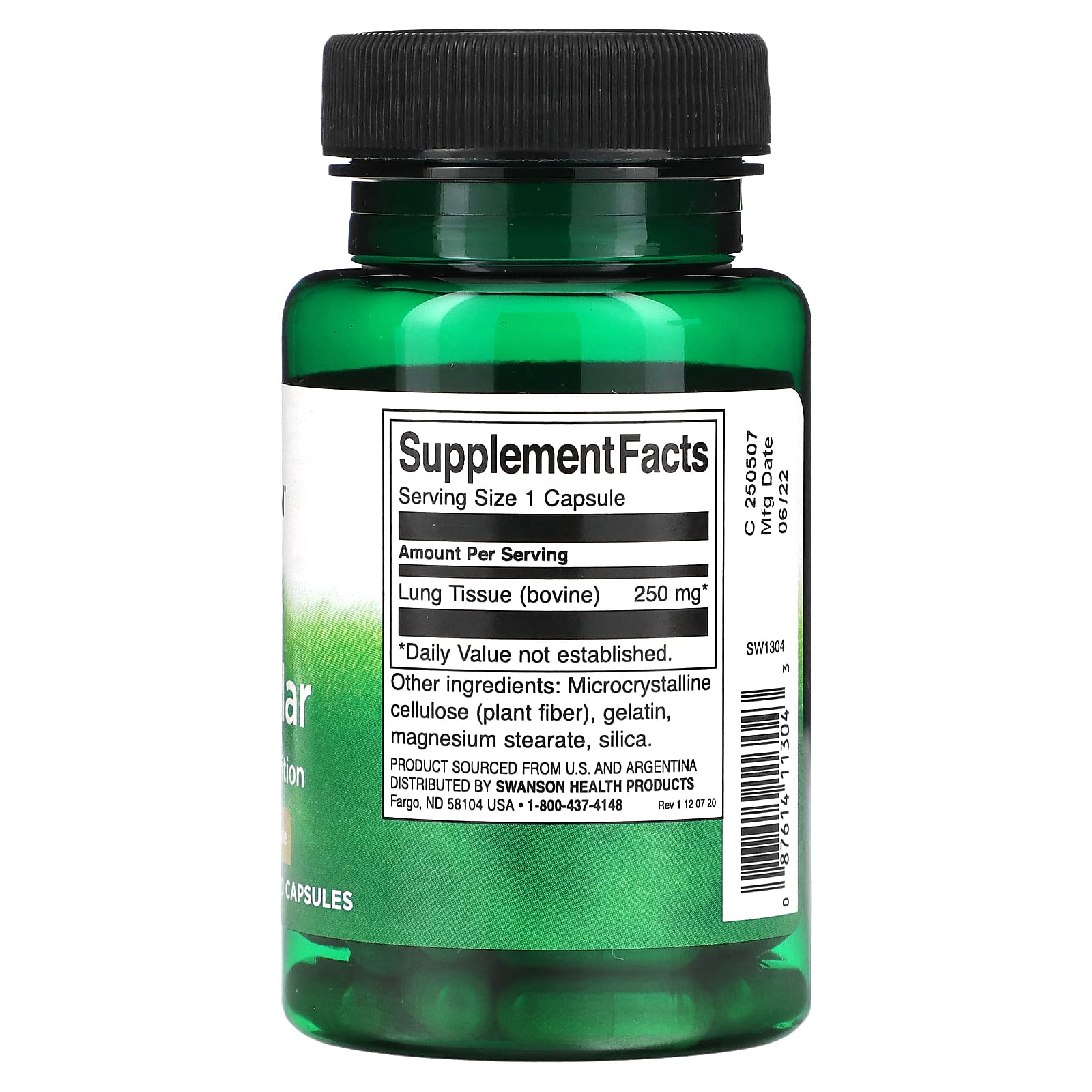 Swanson, Lung Glandular, 250 mg, 60 Capsules - Image 2