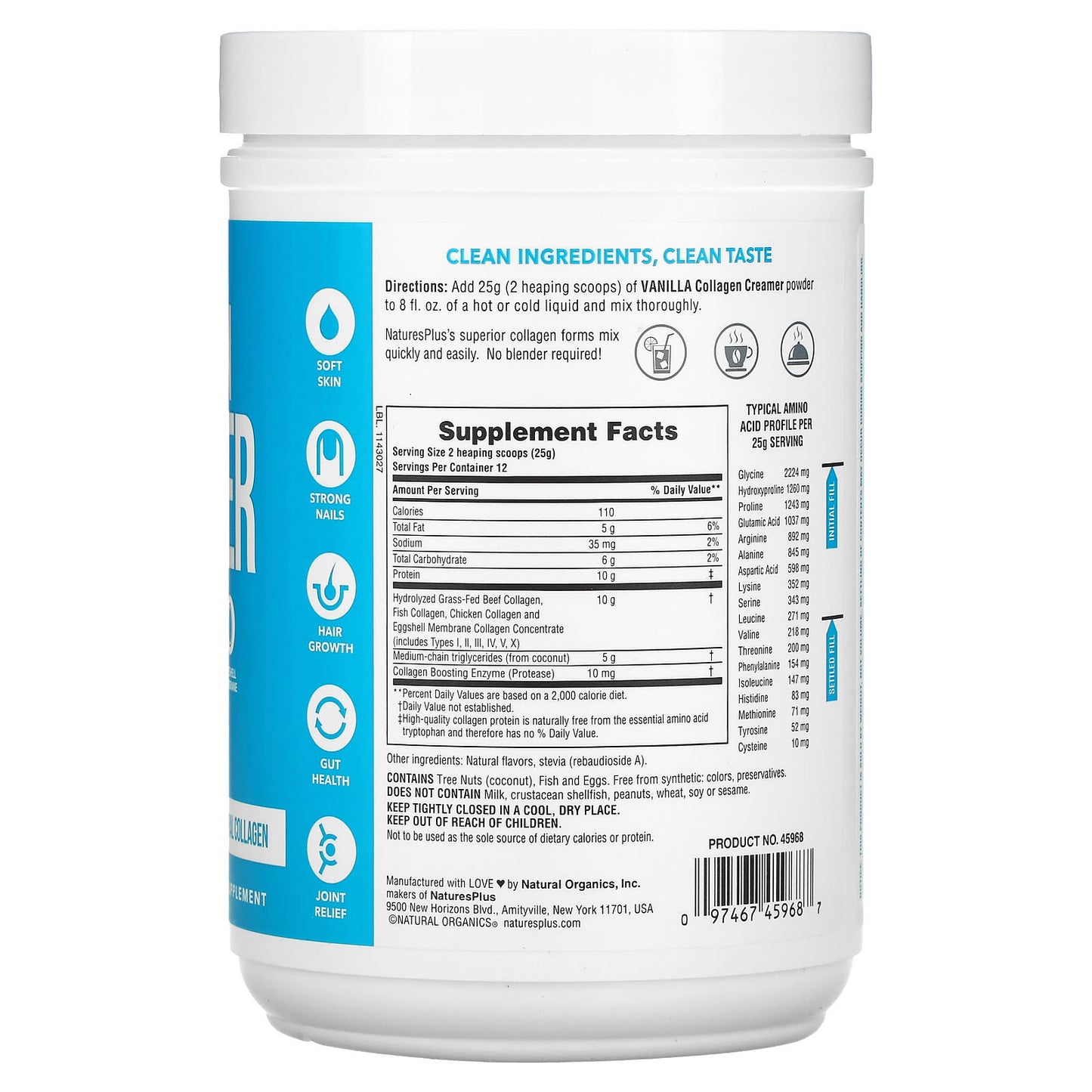 NaturesPlus, Collagen Creamer, Vanilla, 0.66 lb (300 g) - Image 2