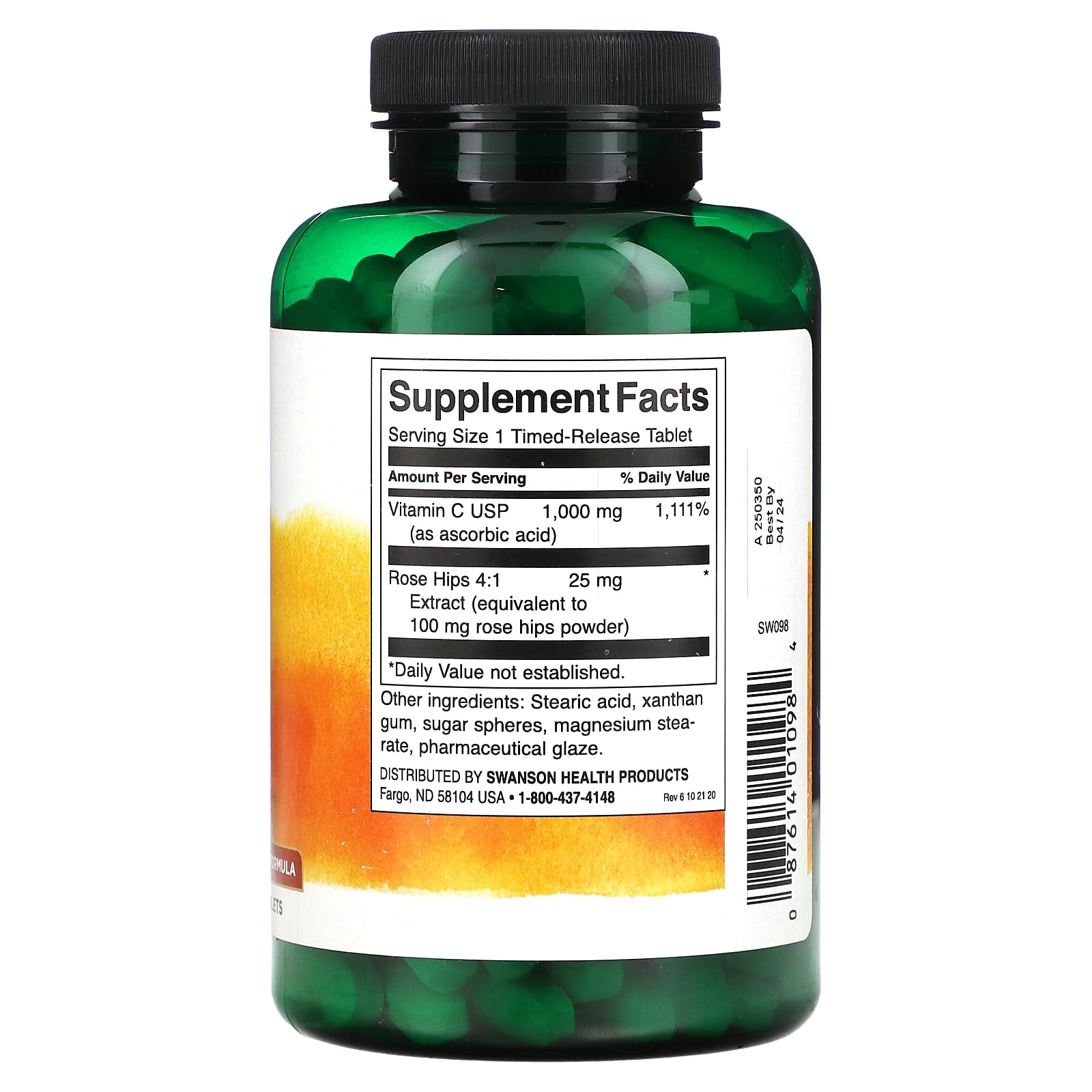 Swanson, Vitamin C with Rose Hips, 1,000 mg, 250 Tablets - Image 2