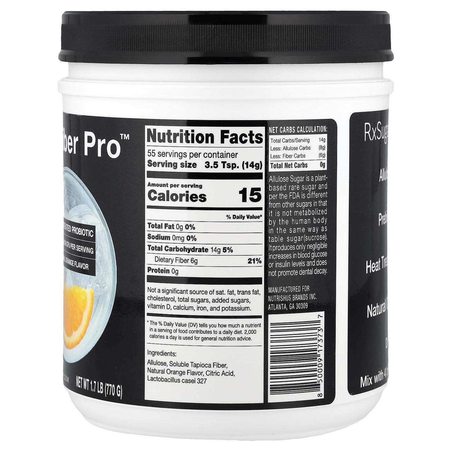 RxSugar, Fiber Pro™, Natural Orange , 1.7 lb (770 g) - Image 2