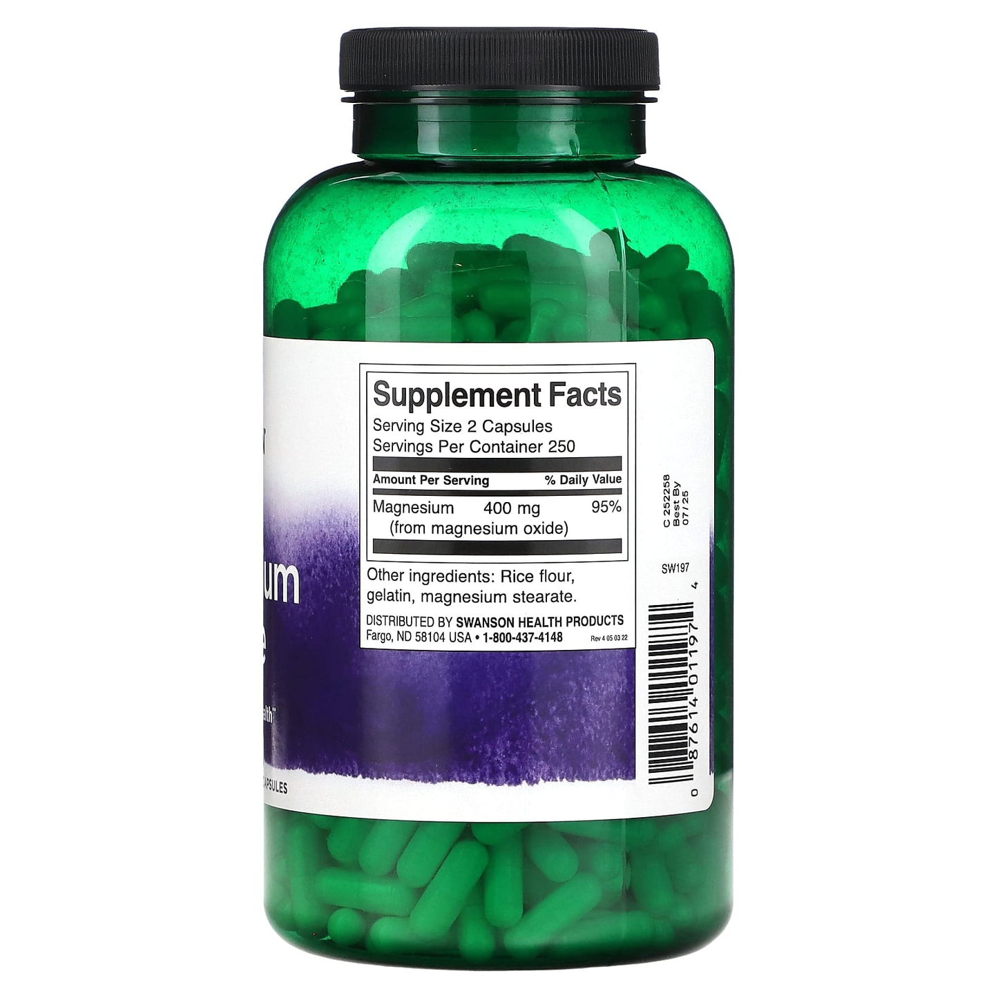 Swanson, Magnesium Oxide, 200 mg, 500 Capsules - Image 2