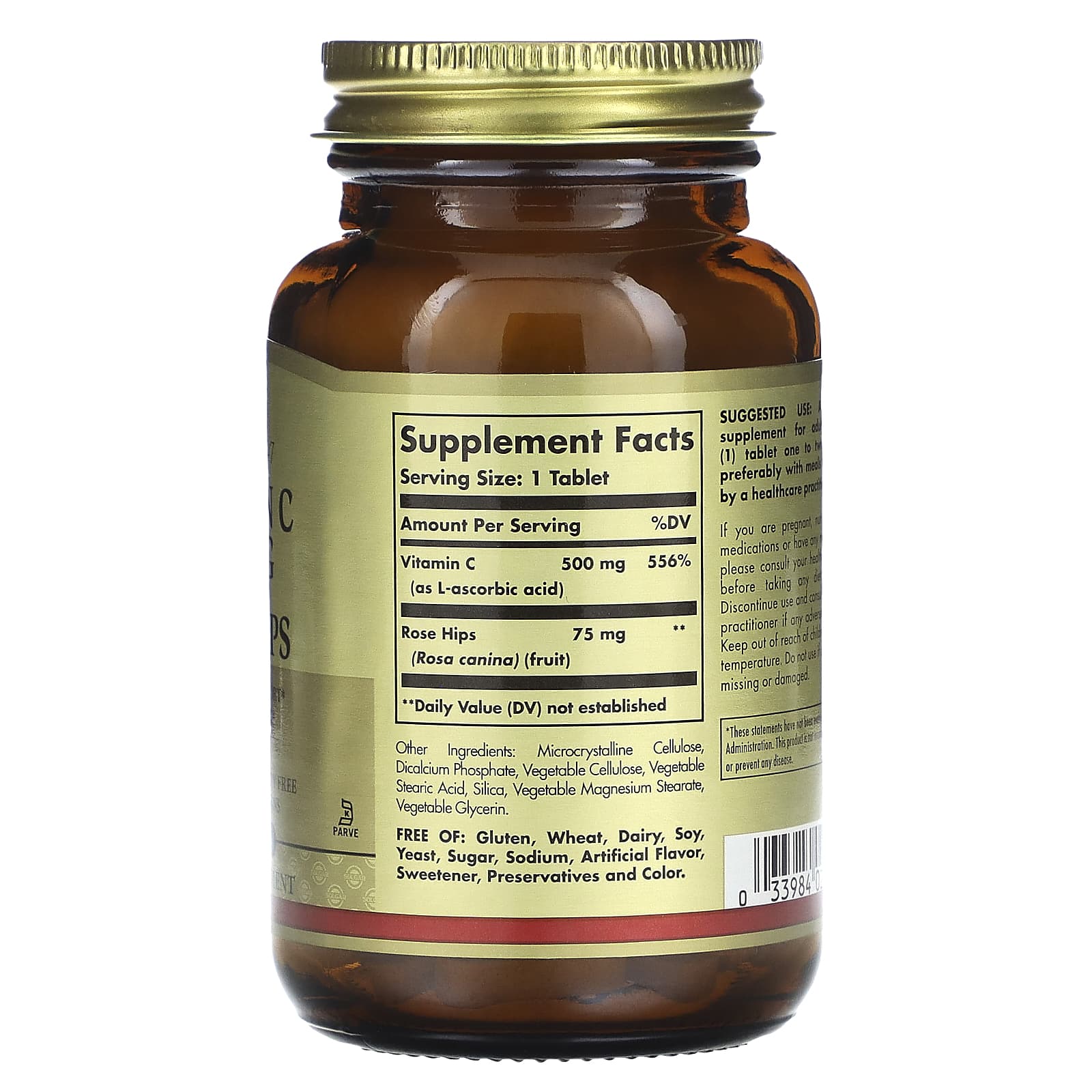 Solgar, Vitamin C With Rose Hips, 100 Tablets - Image 2