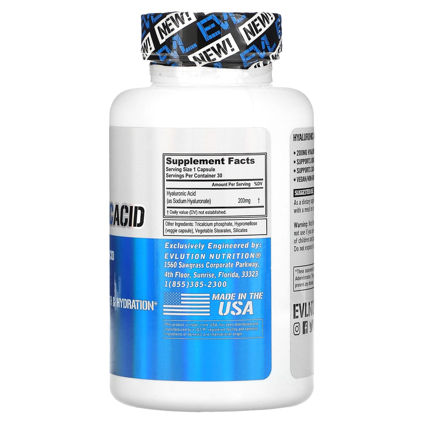 EVLution Nutrition Hyaluronic Acid Supplement 200mg - 30 Veggie Capsules - Image 2