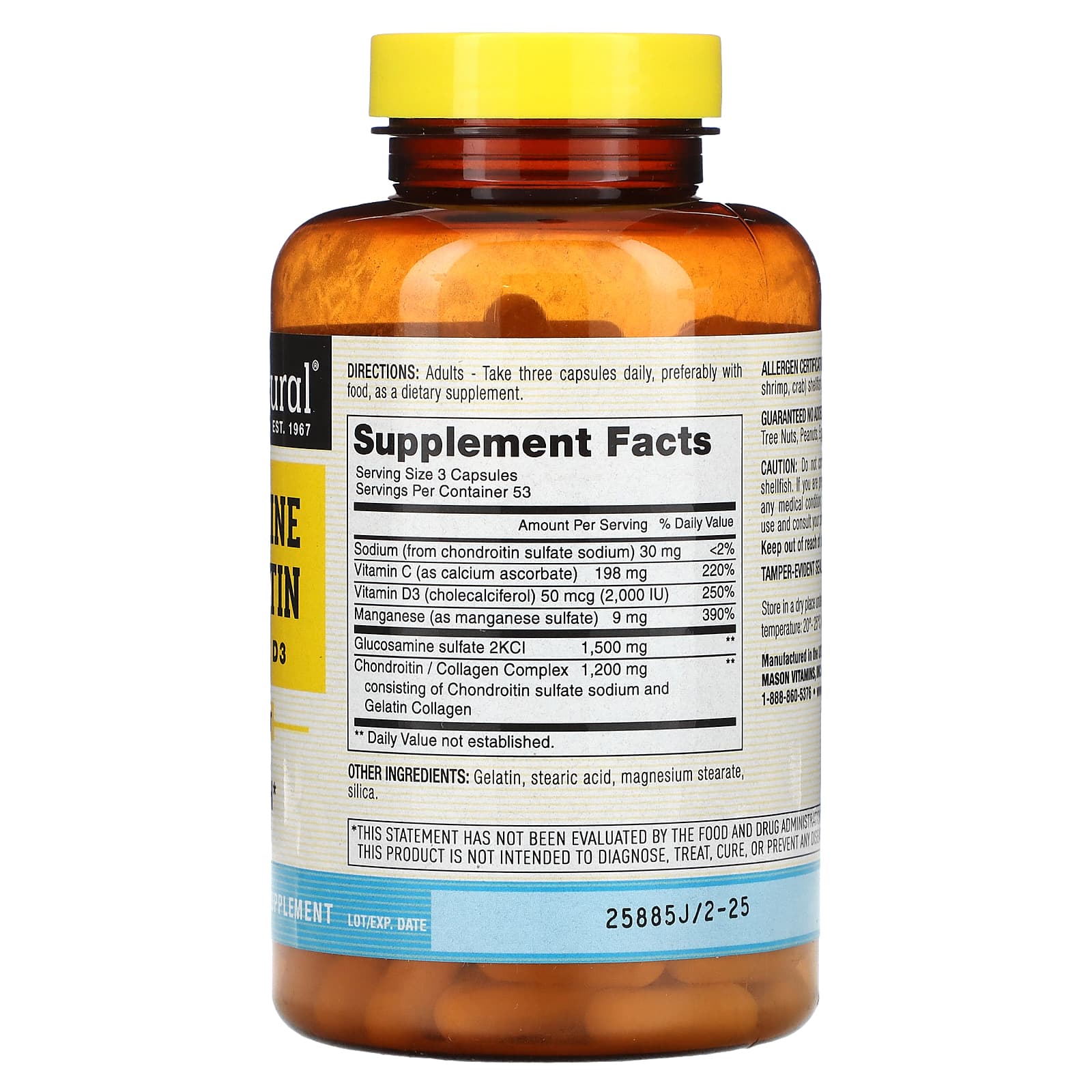 Mason Natural, Glucosamine Chondroitin Plus Vitamin D3, 160 Capsules - Image 2