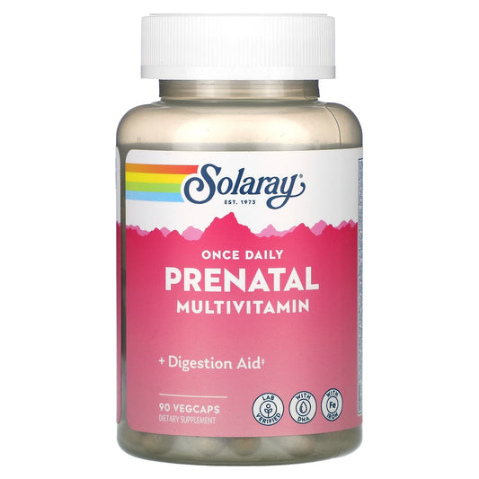 Solaray, Once Daily, Prenatal Multivitamin, 90 VegCaps - Image 1