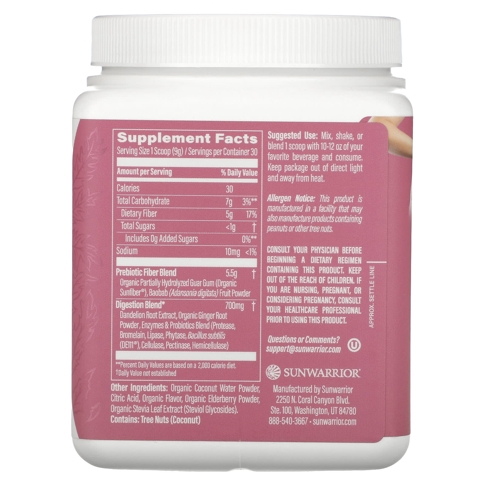Sunwarrior, Shape, Core Cleanser, Strawberry Cooler, 9.5 oz (270 g) - Image 2