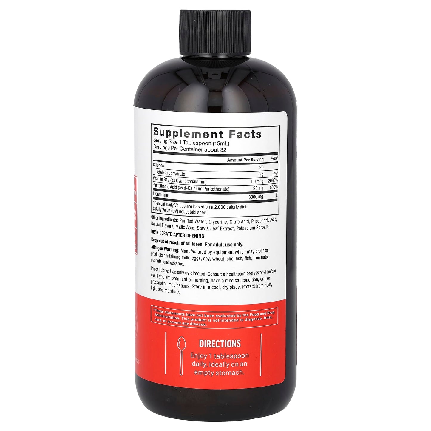 Force Factor L-Carnitine Liquid Supplement, 3000mg, 16 fl oz - Image 2