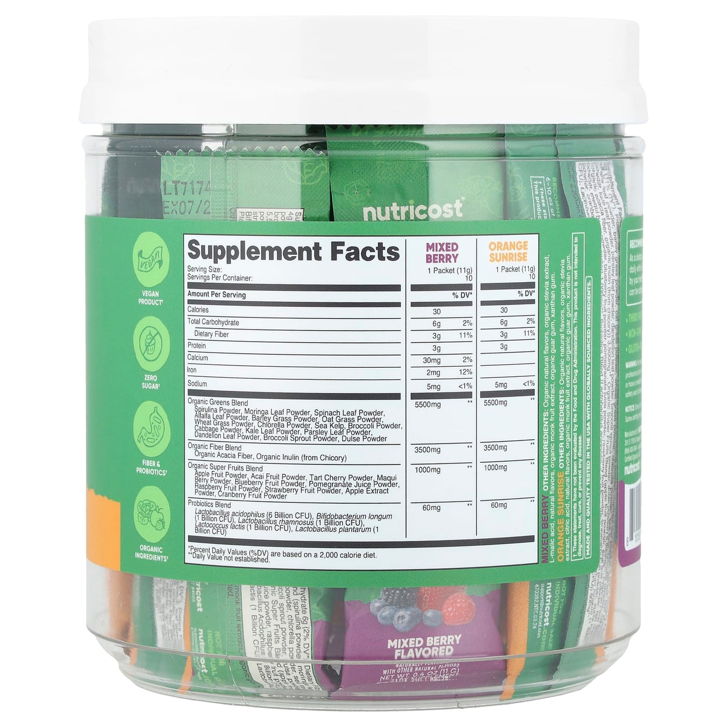 Nutricost, Organic Super Greens, Variety Pack, 20 Packets, 0.4 oz (11 g) Each - Image 2