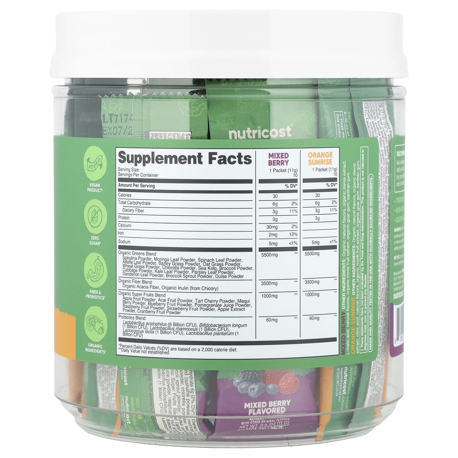 Nutricost, Organic Super Greens, Variety Pack, 20 Packets, 0.4 oz (11 g) Each - Image 2