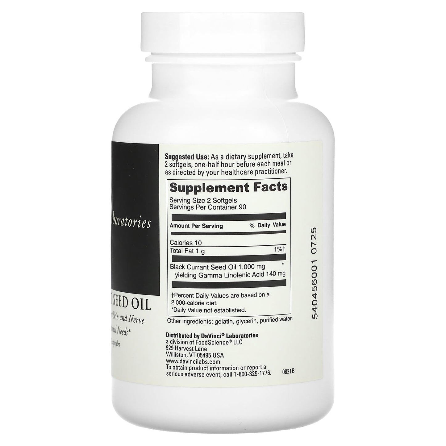 Black Currant Seed Oil 180 Softgels (500mg) - DaVinci Laboratories - Image 2