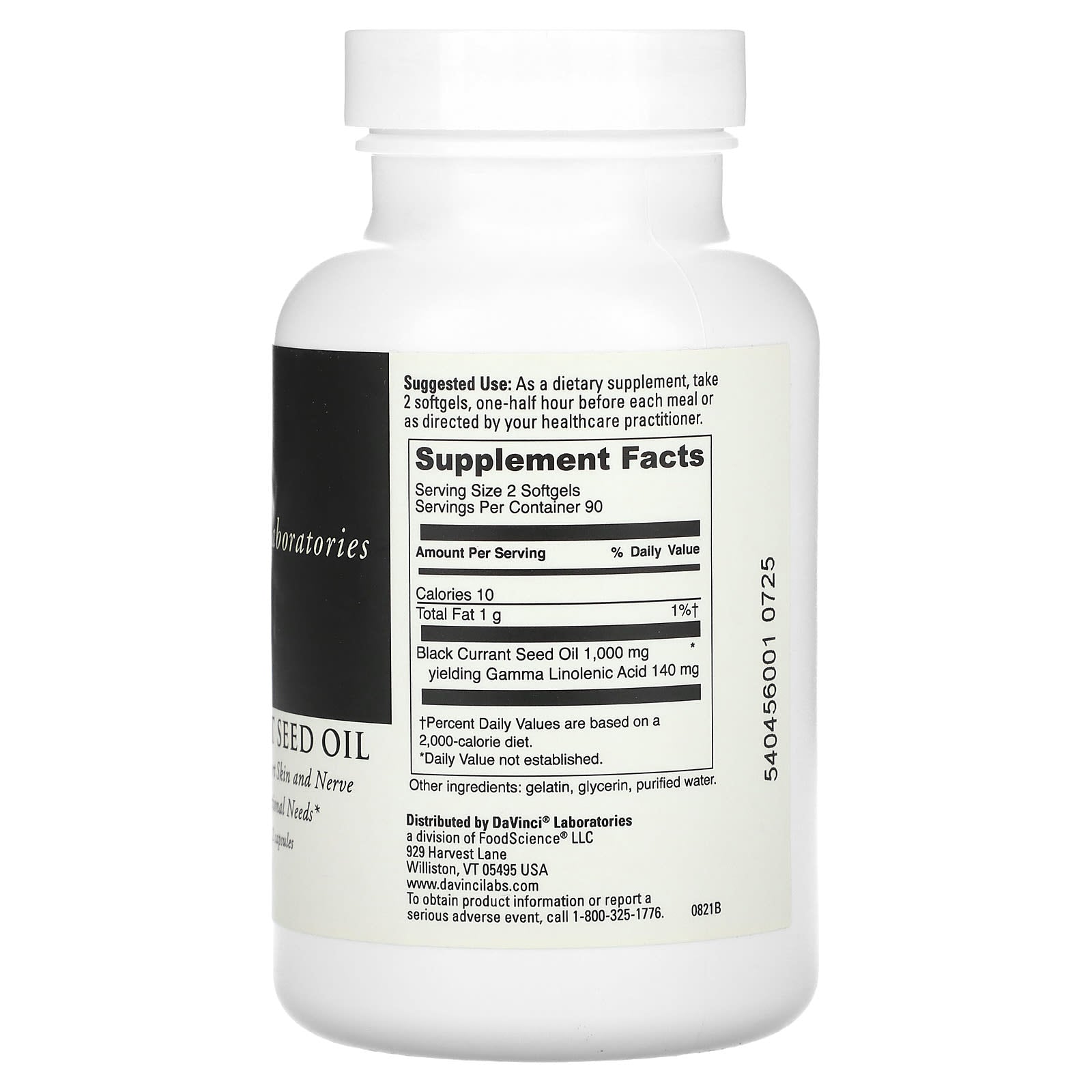 Black Currant Seed Oil 180 Softgels (500mg) - DaVinci Laboratories - Image 2