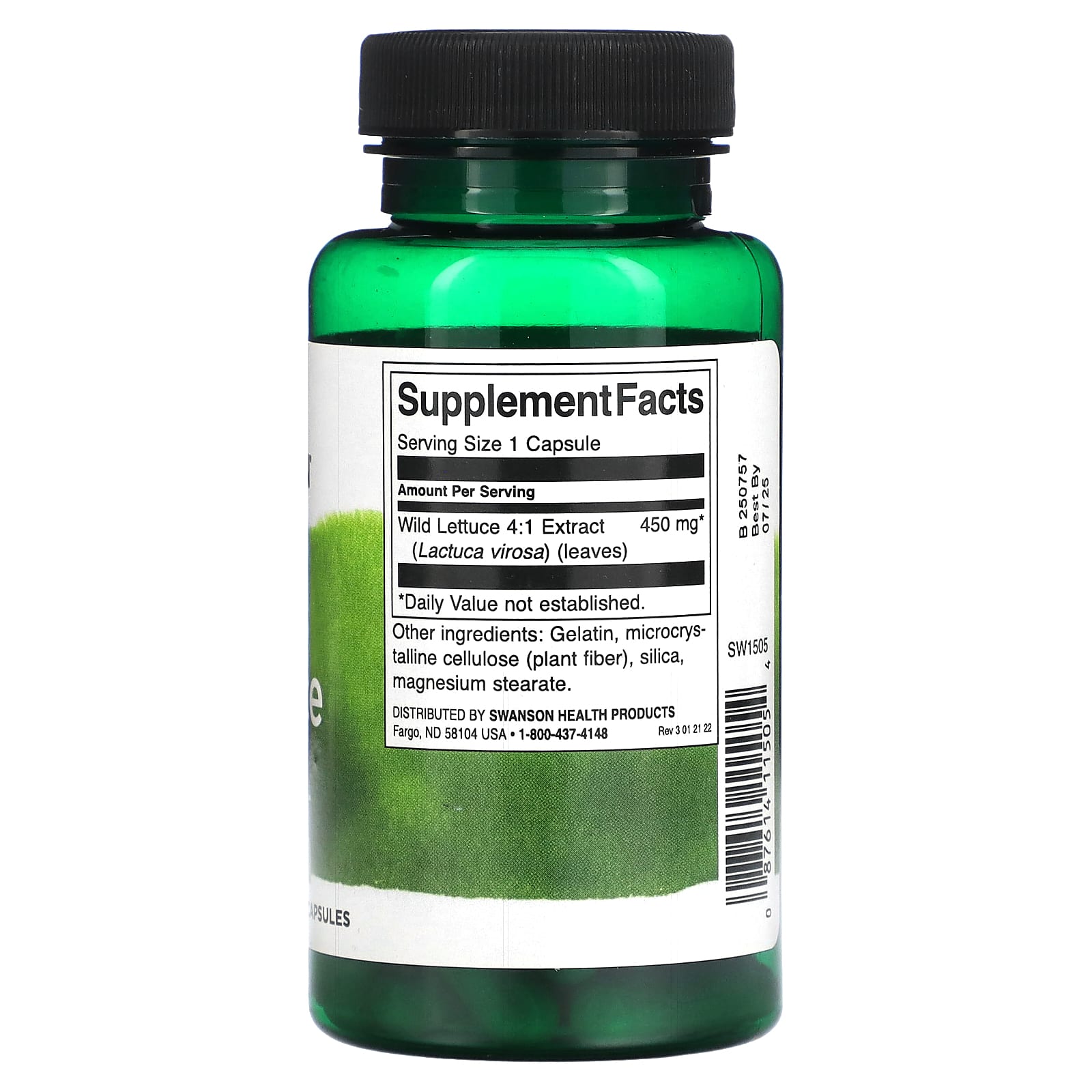 Swanson, Wild Lettuce, 450 mg, 60 Capsules - Image 2