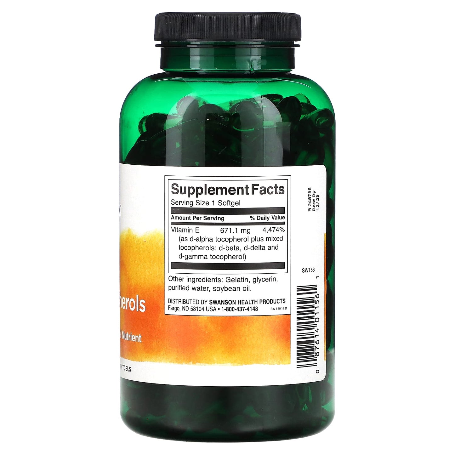 Swanson, Vitamin E Mixed Tocopherols, 1,000 IU, 250 Softgels - Image 2