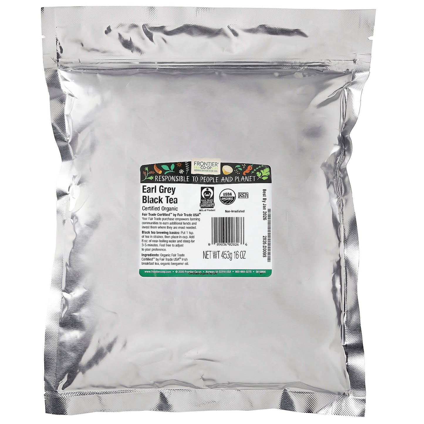 Organic Earl Grey Black Tea, 16 oz (453 g) - Fair Trade Certified & USDA Organic - Image 2