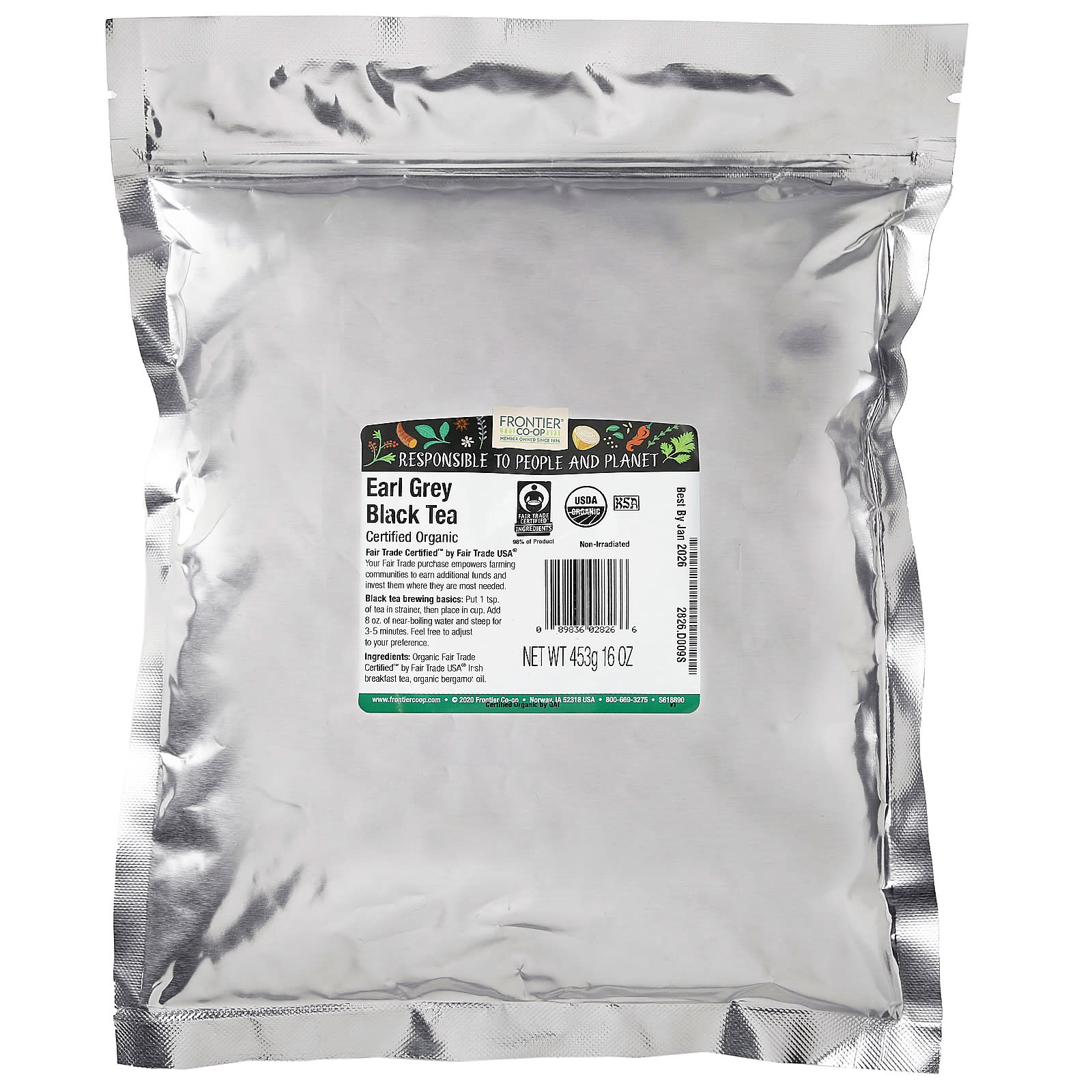 Organic Earl Grey Black Tea, 16 oz (453 g) - Fair Trade Certified & USDA Organic - Image 2