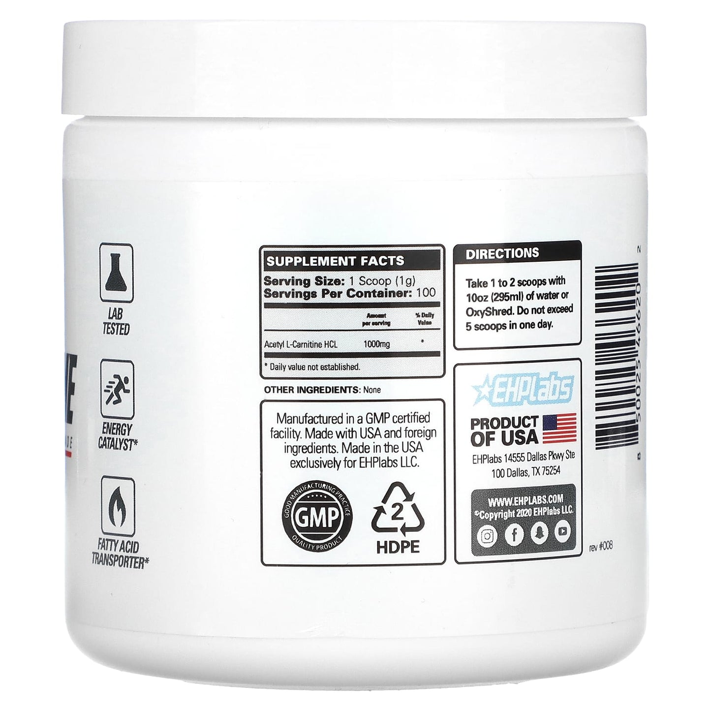 EHPlabs Acetyl L-Carnitine Supplement for Energy, Muscle Recovery & Brain Function - Image 2