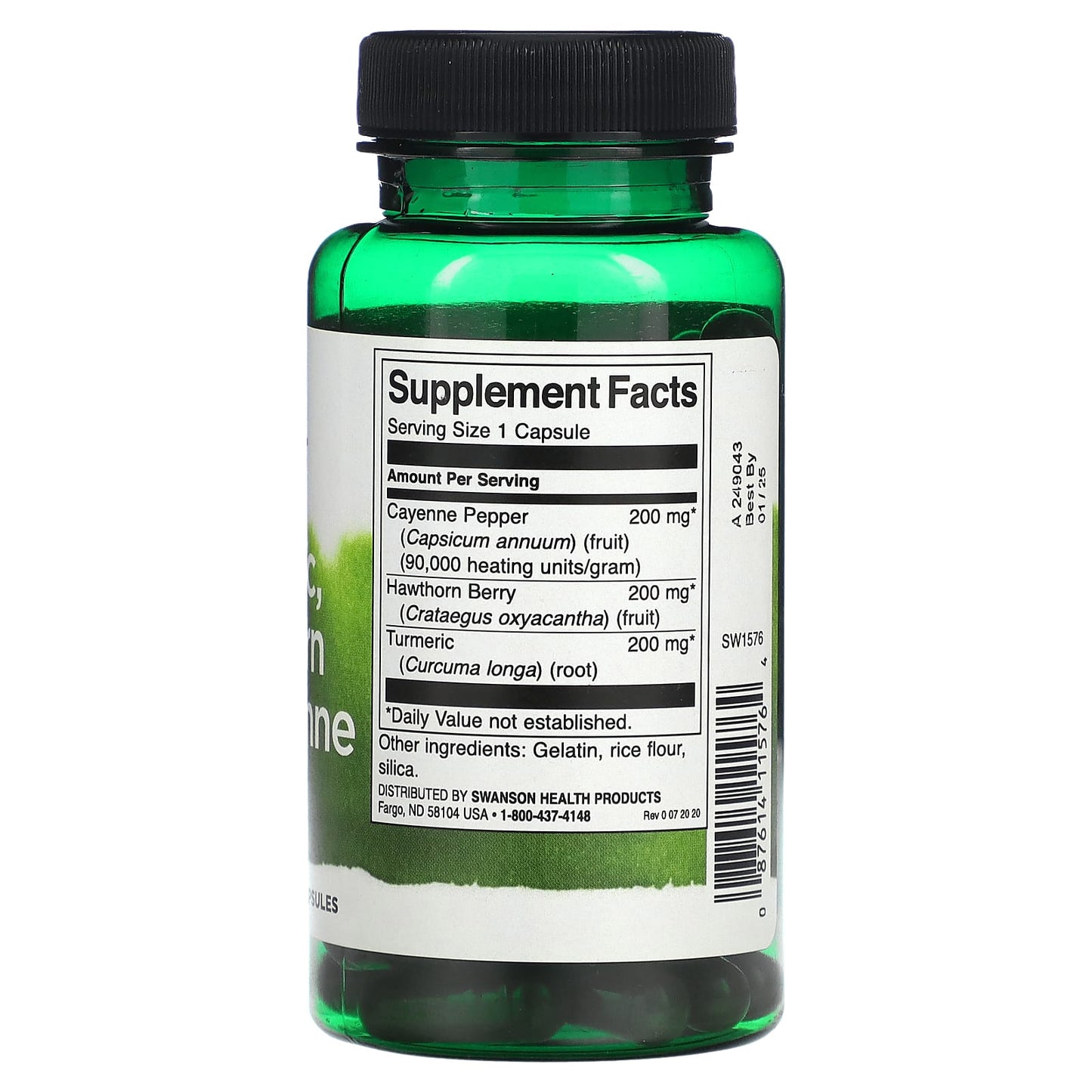 Swanson, Turmeric, Hawthorn and Cayenne, 60 Capsules - Image 2