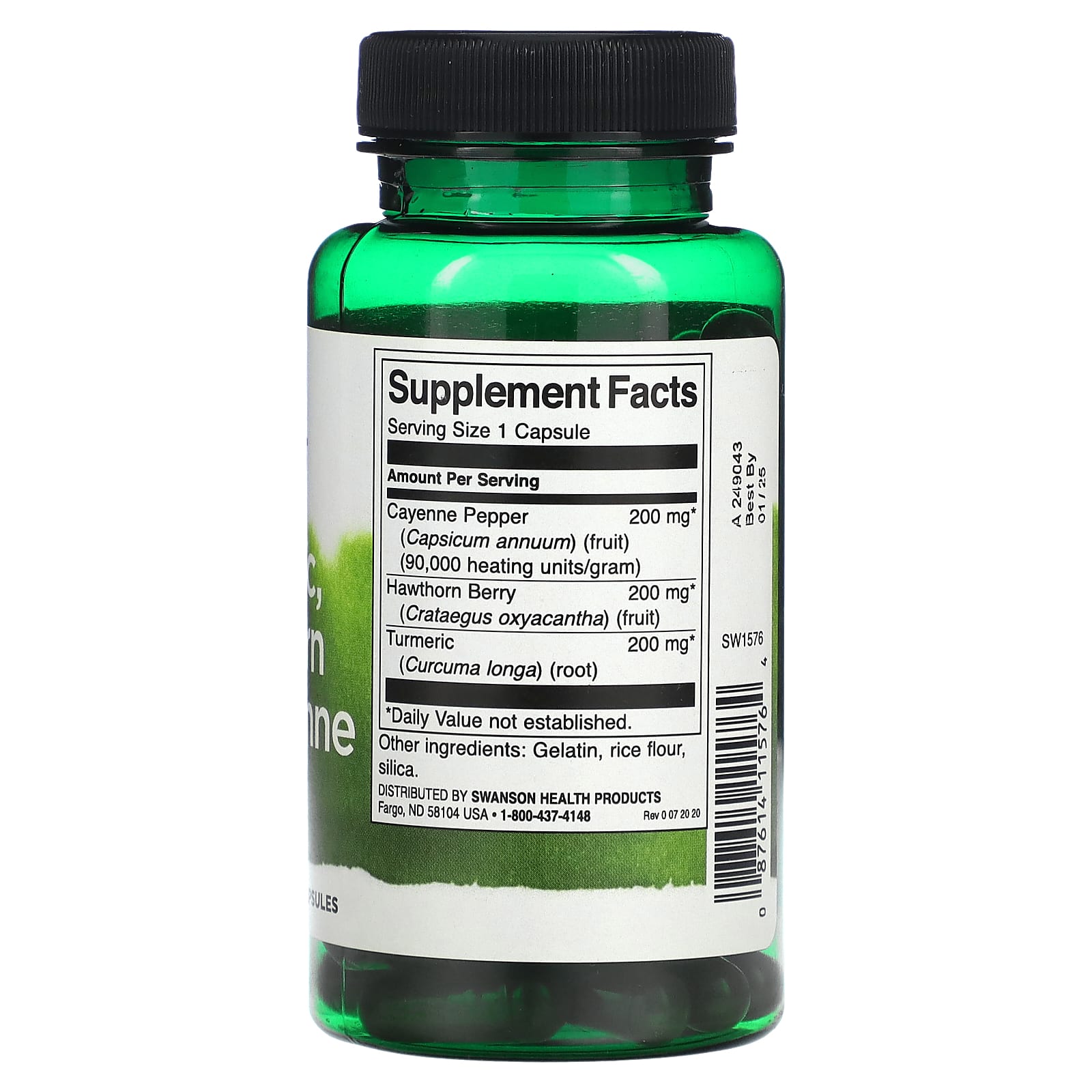 Swanson, Turmeric, Hawthorn and Cayenne, 60 Capsules - Image 2