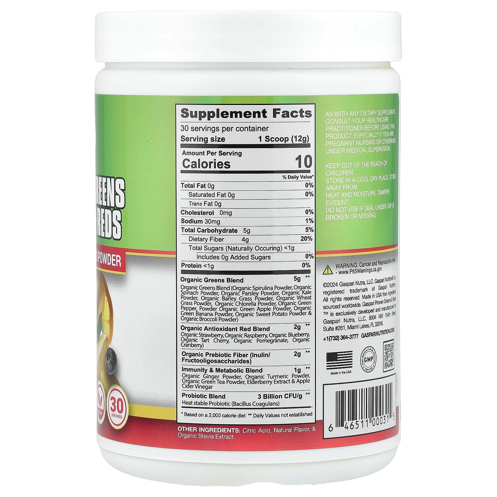 Gaspari Nutrition, Proven Greens & Reds, Strawberry Lemonade, 12.69 oz (360 g)