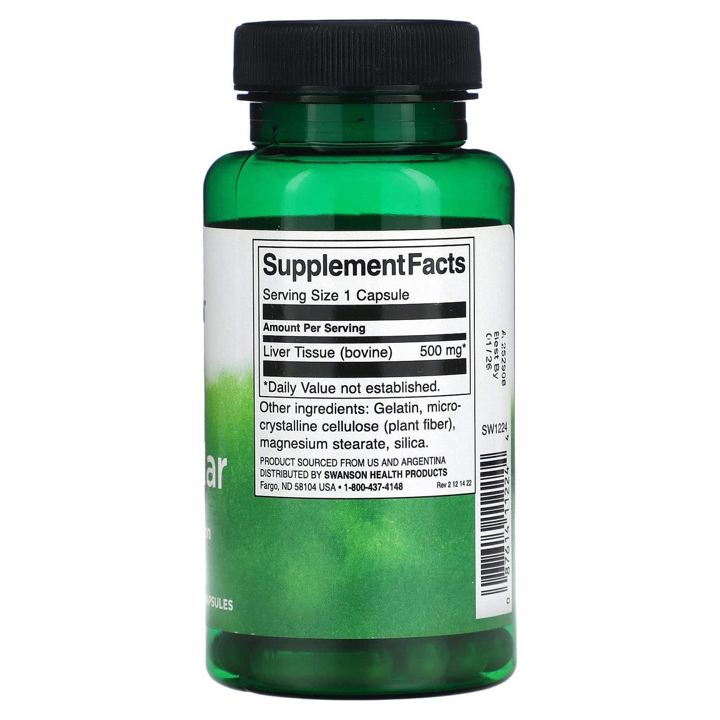 Swanson, Liver Glandular, 500 mg, 60 Capsules - Image 2