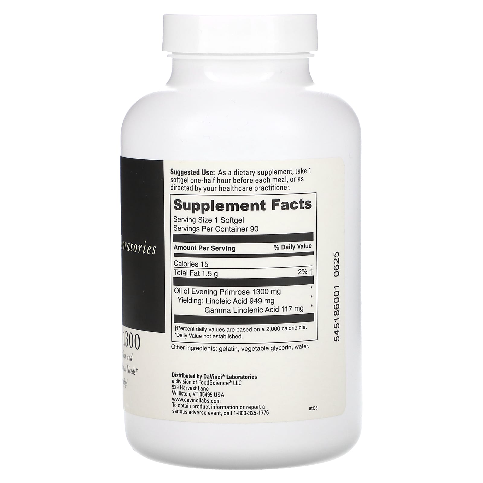 DaVinci Laboratories, Gamma-Lin 1300, 1,300 mg, 90 Softgel