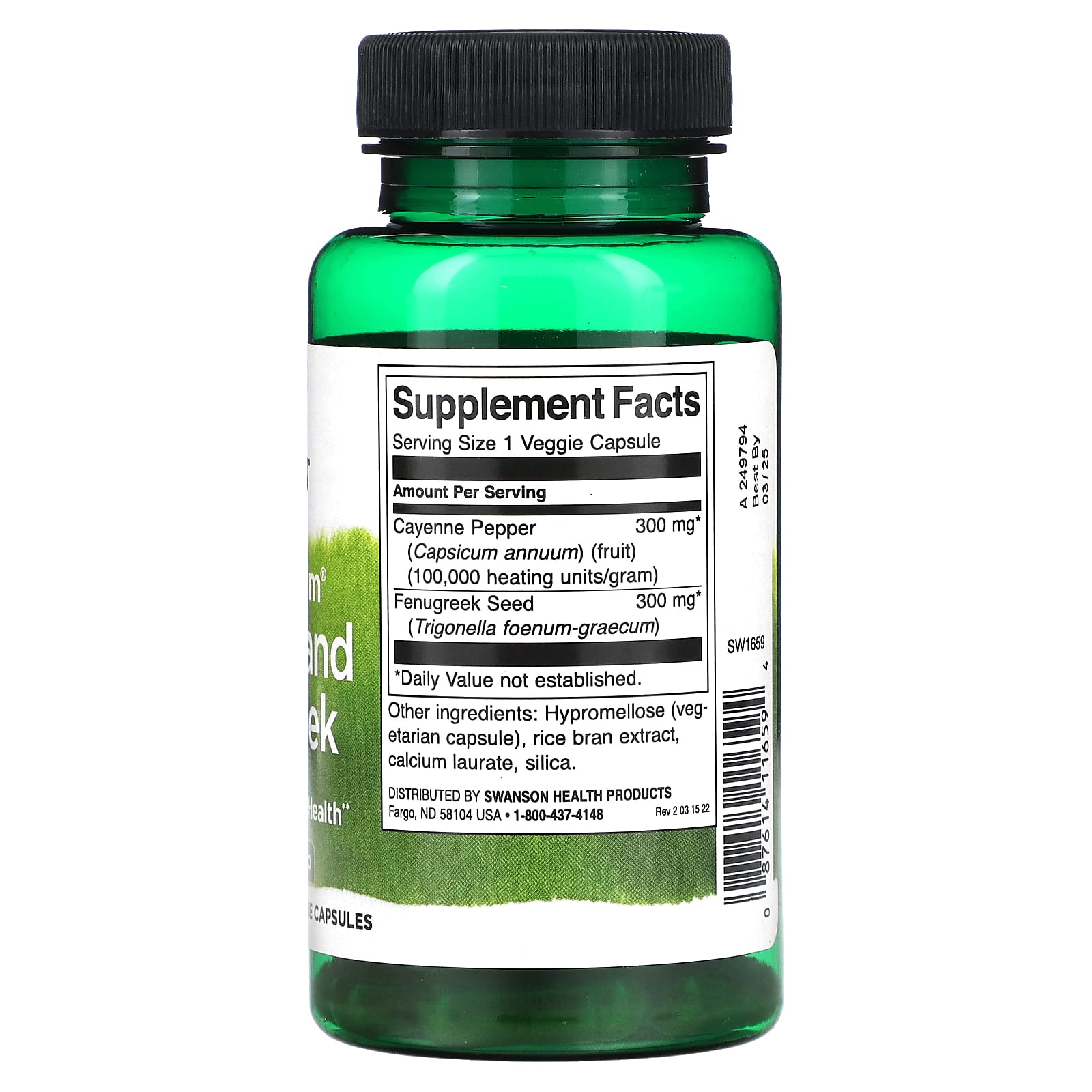 Swanson, Full Spectrum Cayenne and Fenugreek, 60 Veggie Capsules - Image 2