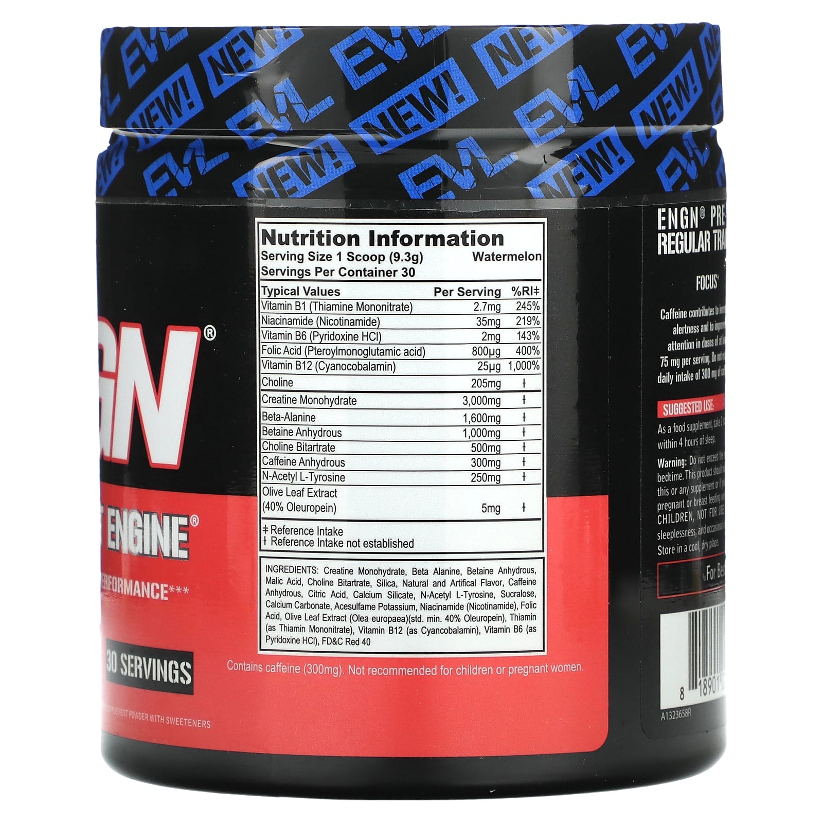 EVLution Nutrition ENGN Pre-Workout Watermelon, 9.8 oz - Boost Energy & Focus - Image 2