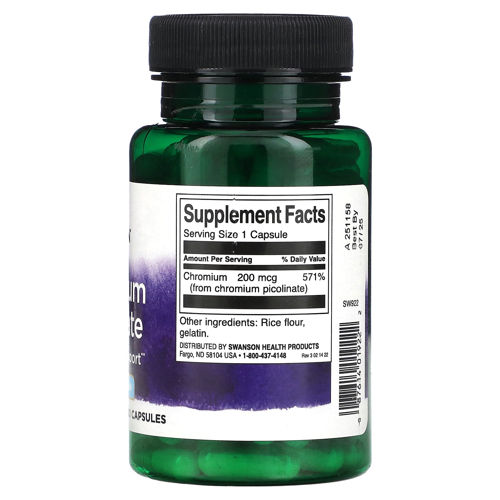 Swanson, Chromium Picolinate, 200 mcg, 100 Capsules - Image 2
