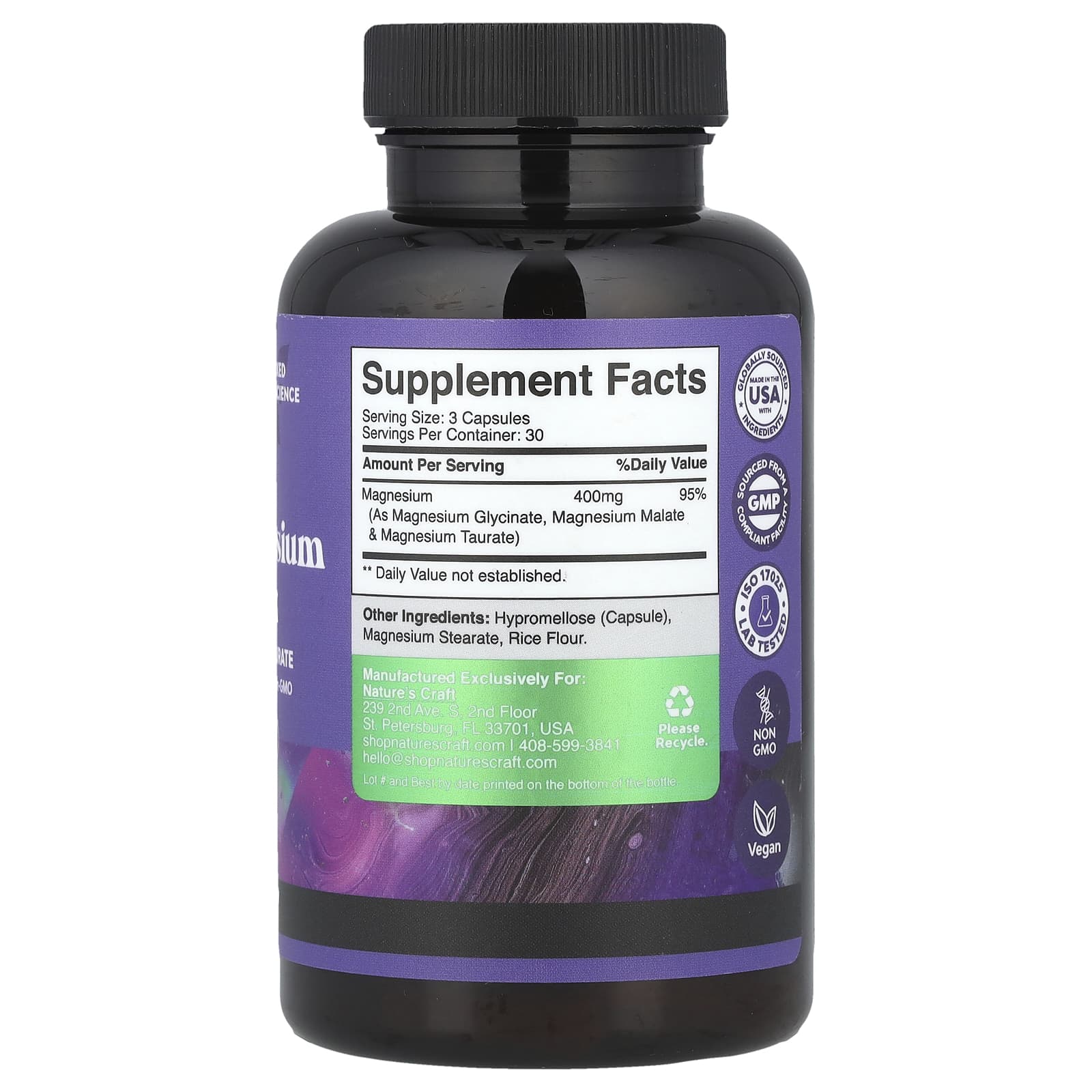 Nature's Craft, Triple Magnesium Complex, 90 Capsules (133 mg per Capsule) - Image 2